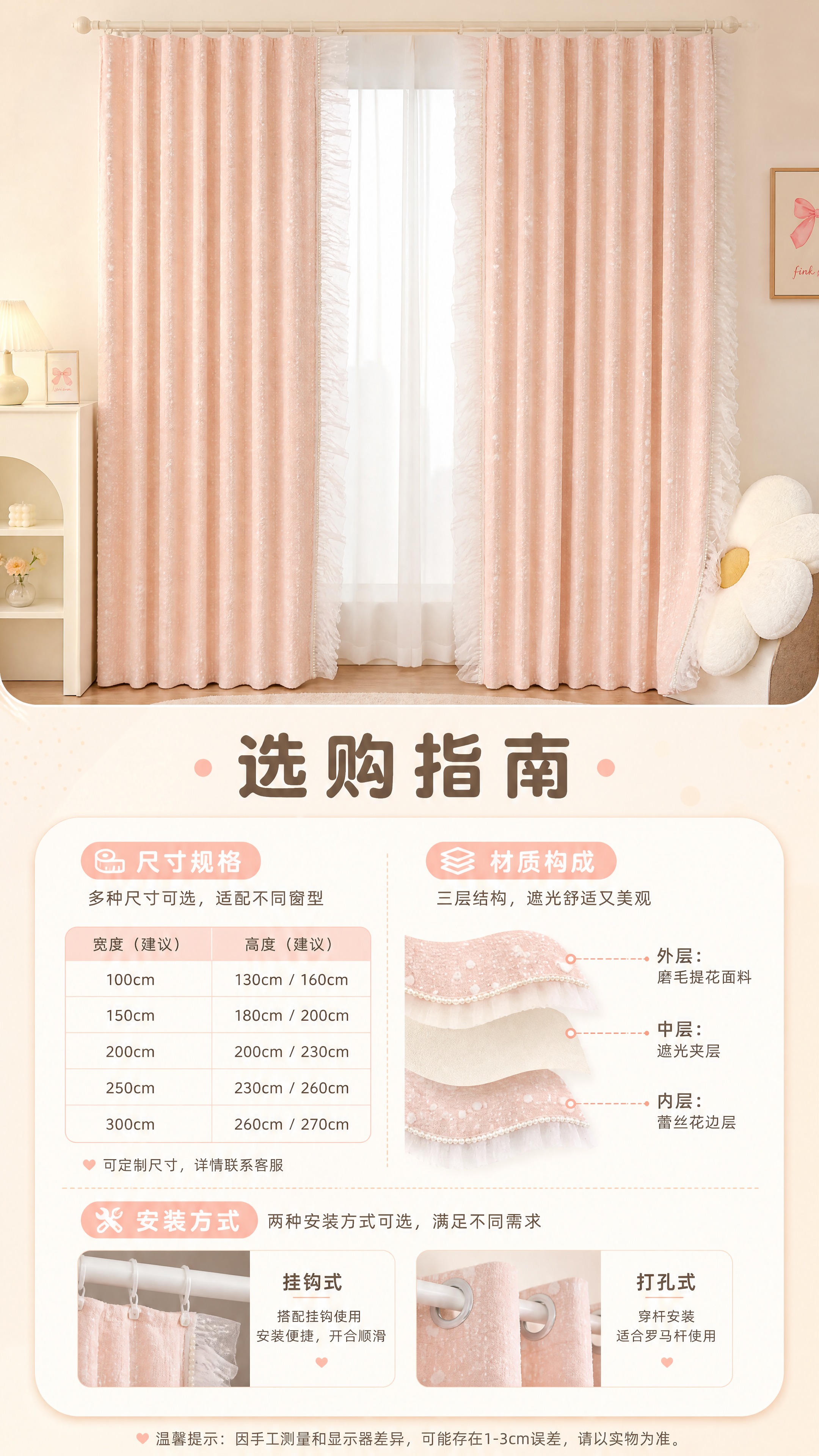 [商品] 使用【图1】奶油粉色波点蕾丝窗帘；商品处理：保留粉色… - 图片创意预览