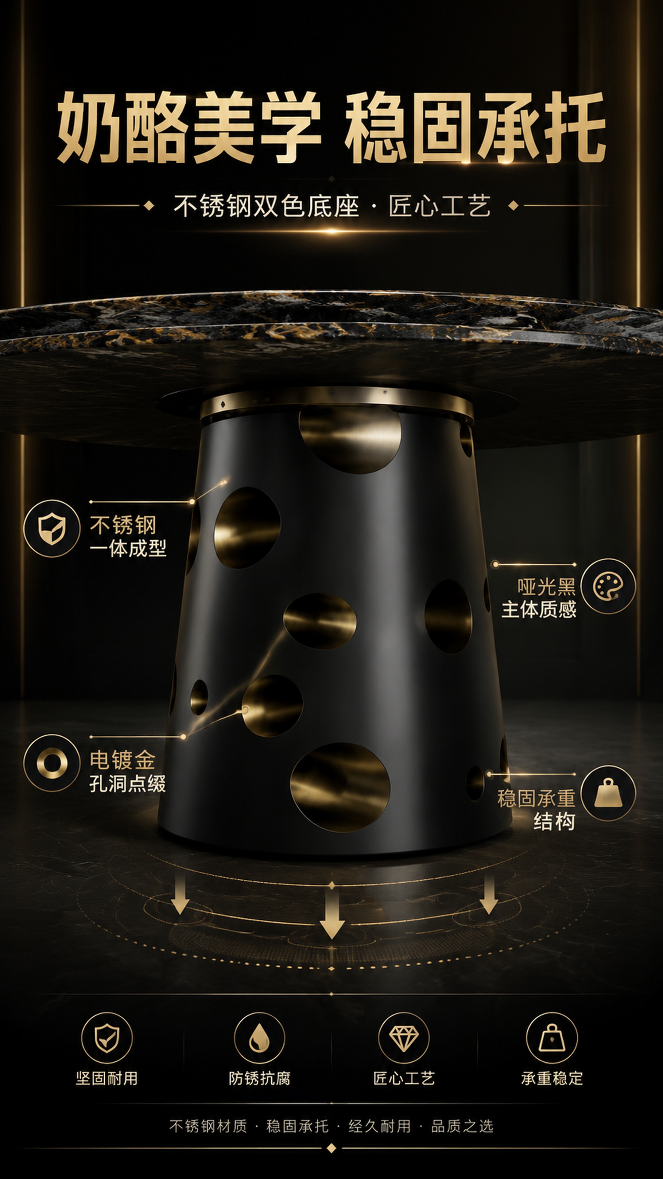 [第4张] 详情页结构解析页-奶酪造型不锈钢双色底座稳固承托结… - 图片创意预览