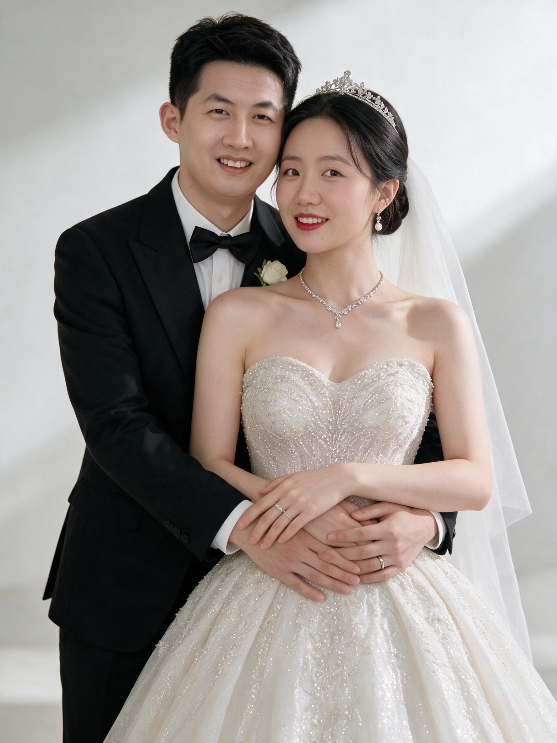 超高清现代中式婚纱摄影作品，干净简约、高级质感、柔和暖白色调。… - 图片创意预览