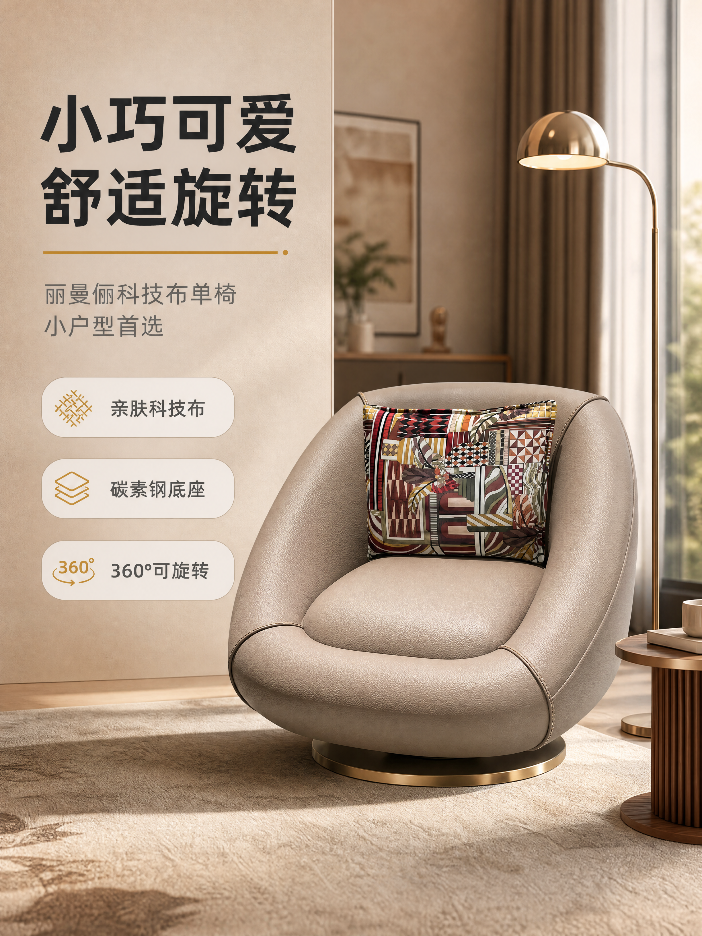 [商品] 使用【图1】丽曼俪单椅；保留圆润包裹式造型、卡其色科… - 图片创意预览