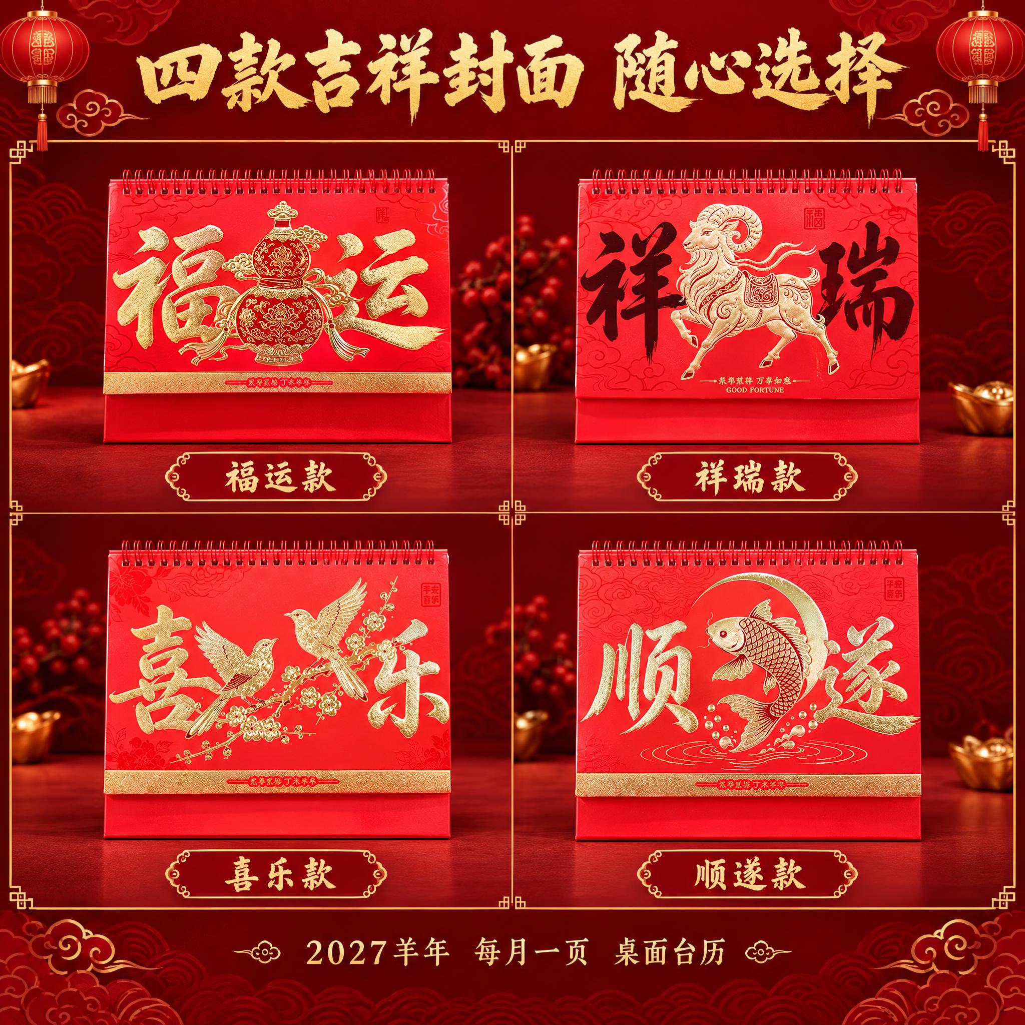 [主图-5] 款式展示与规格，展示4款吉祥封面款式矩阵。 [统… - 图片创意预览