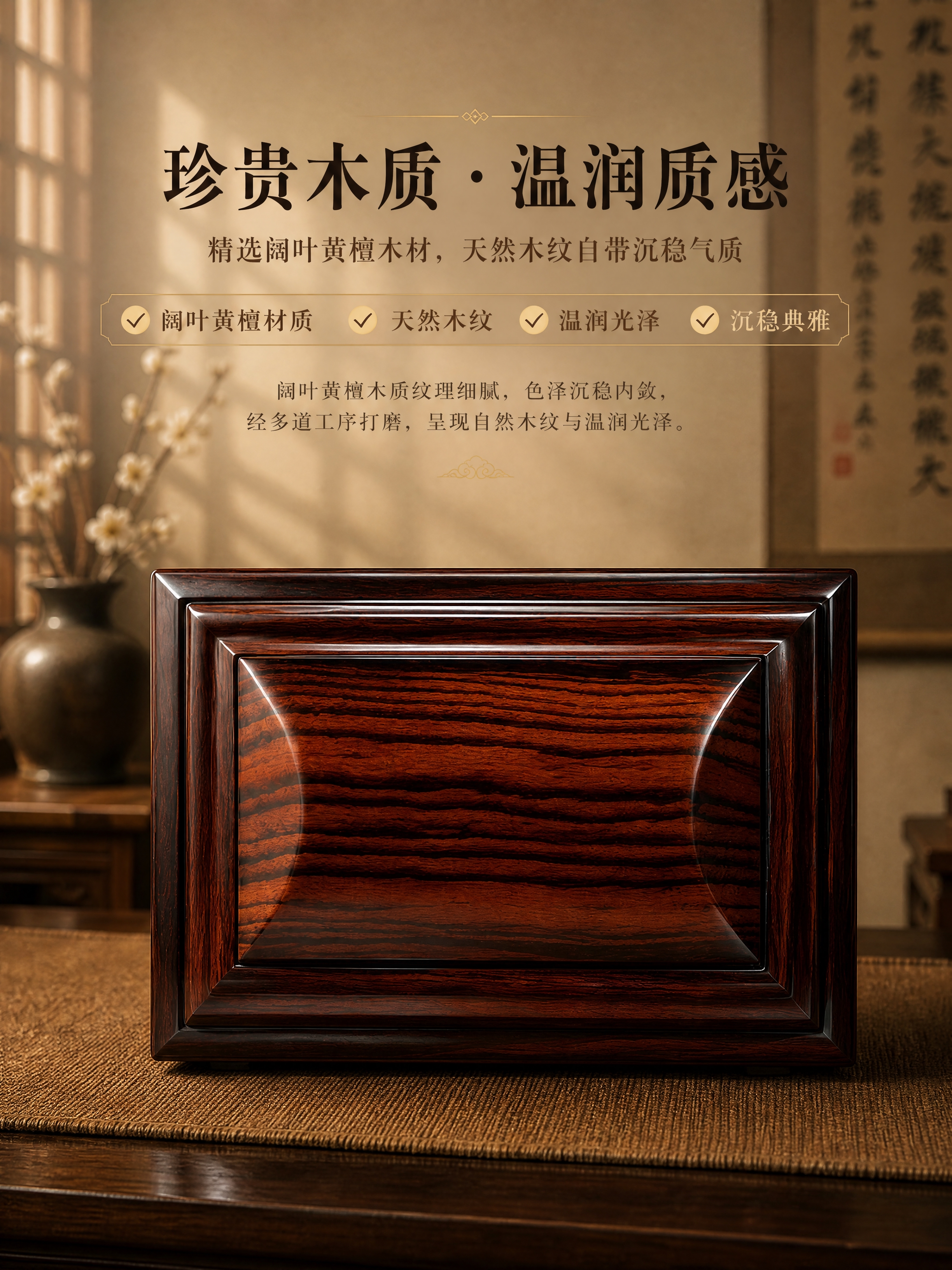[商品] 使用【图3】富贵堂阔叶黄檀实木骨灰盒顶面木纹图；保留… - 图片创意预览