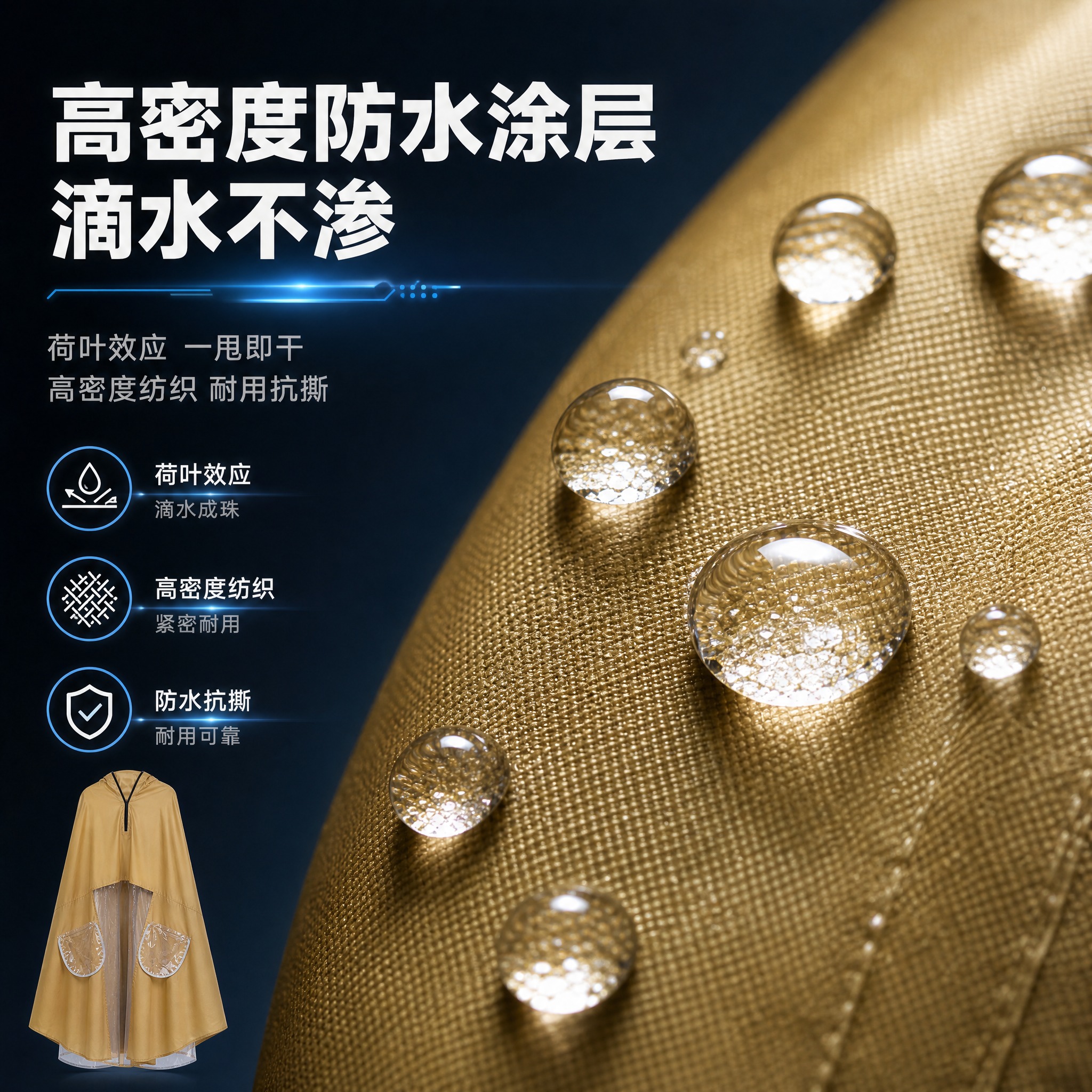 [主图-5] 电动车雨衣加大加厚全身防暴雨骑行雨披 材质微距展… - 图片创意预览