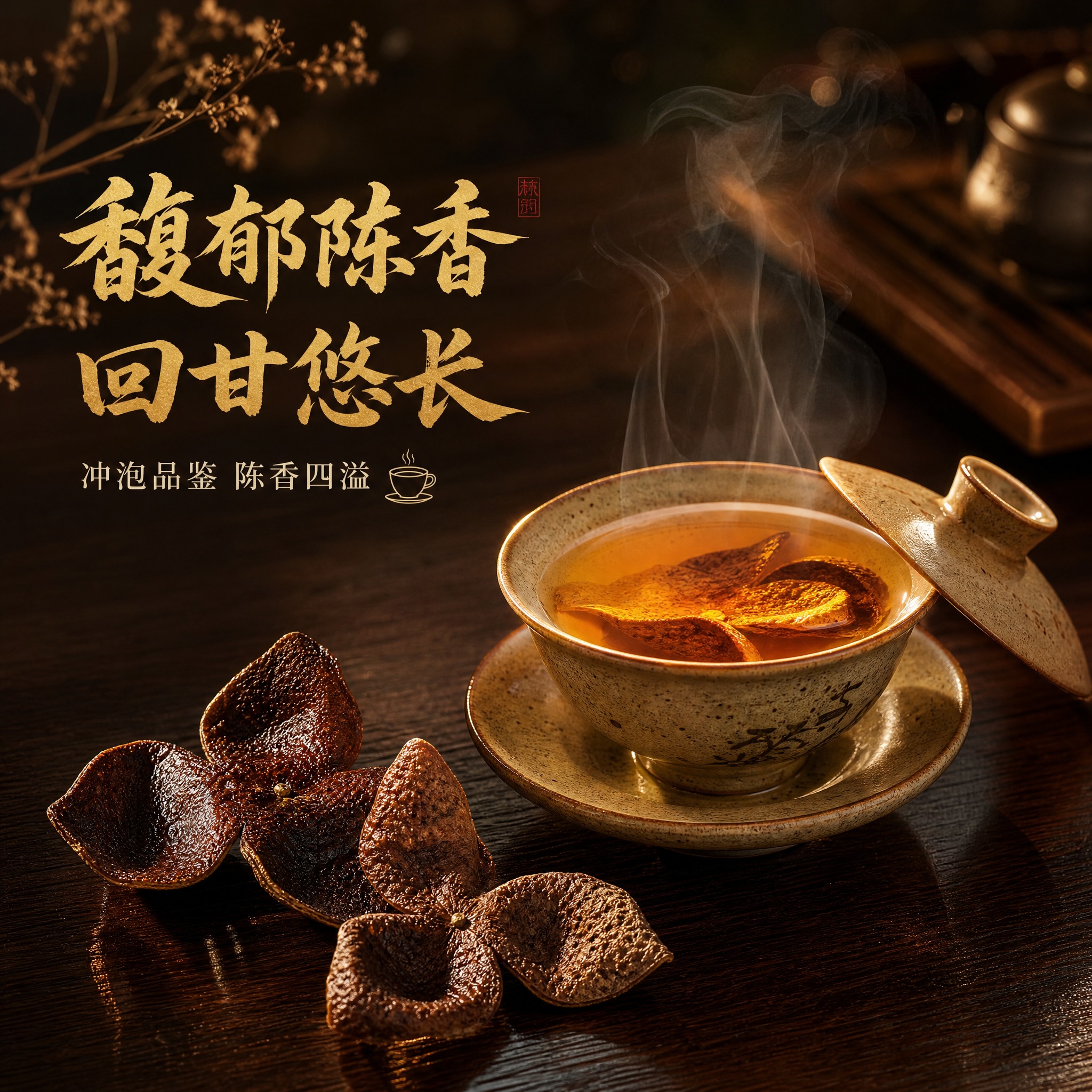 [主图-3] 新会陈皮品鉴图，核心任务：展示馥郁陈香回甘悠长的… - 图片创意预览