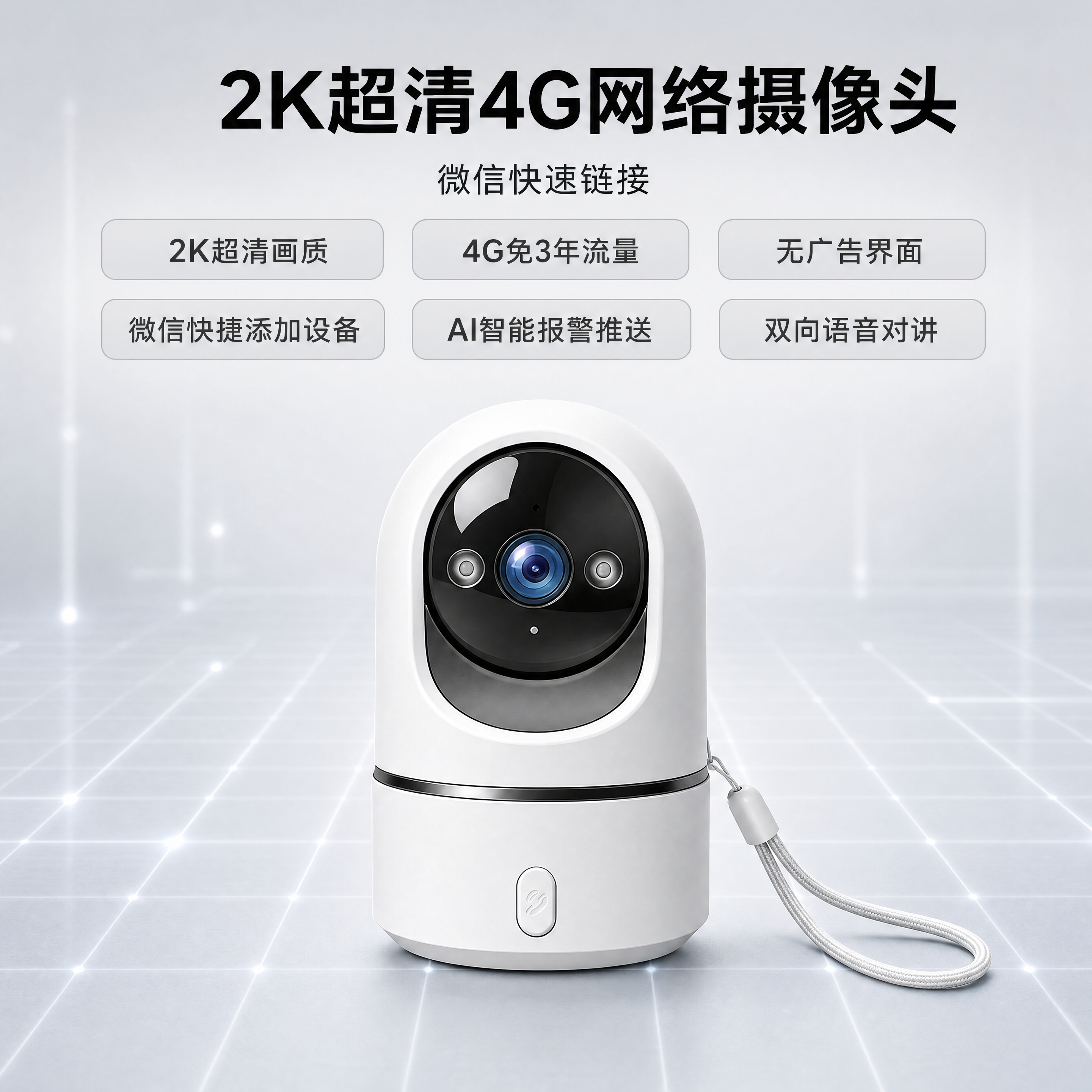 [主图-1] 2K超清4G网络摄像头产品首图。氛围风格：科技简… - 图片创意预览