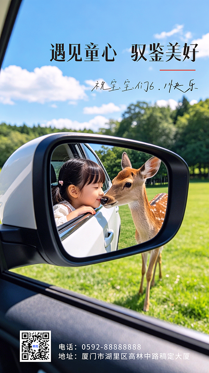 六一儿童节节日祝福文纯真风格全屏竖版海报