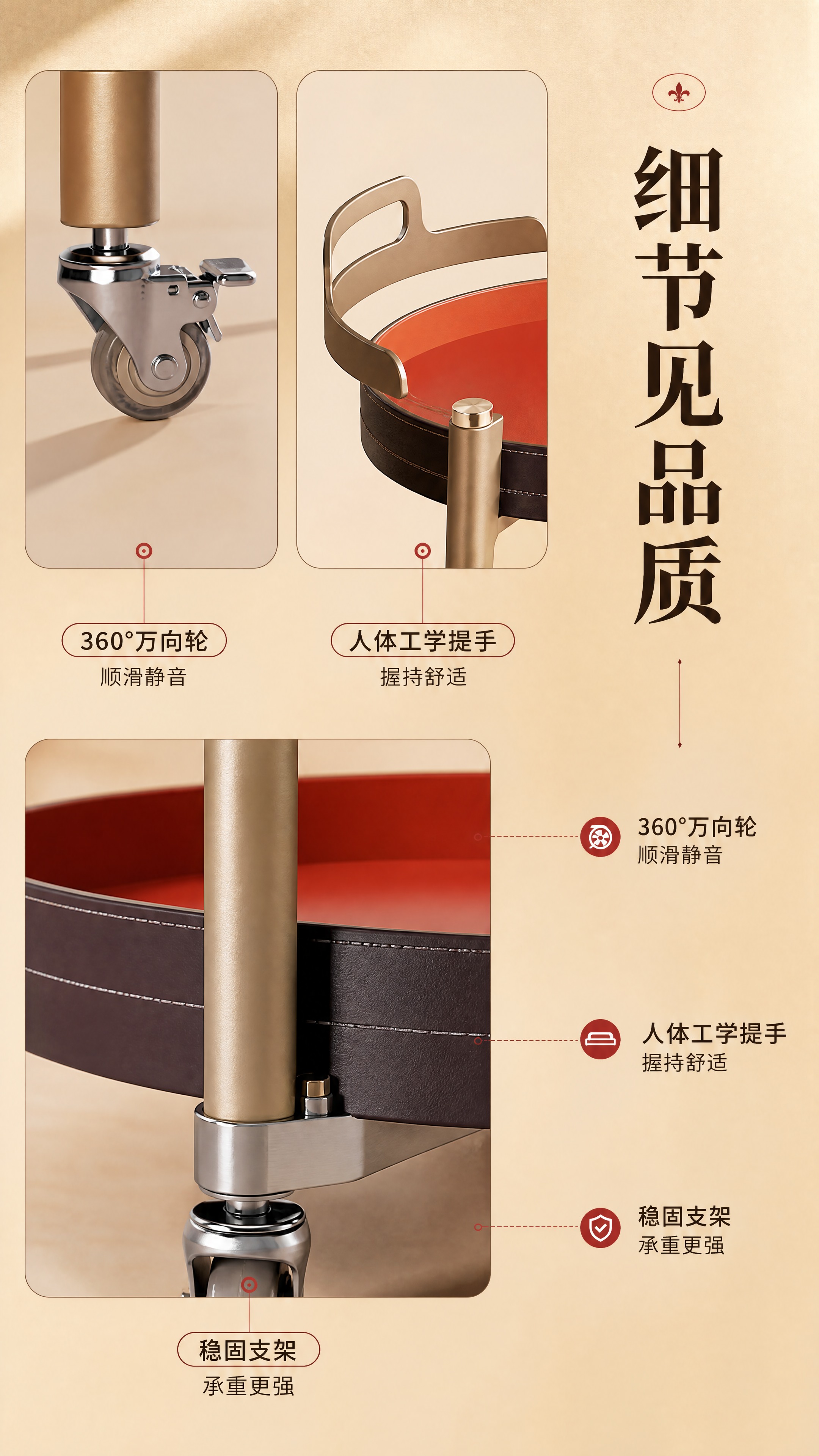 [商品] 使用【图1】两款餐车的局部细节；保留360°万向滑轮… - 图片创意预览