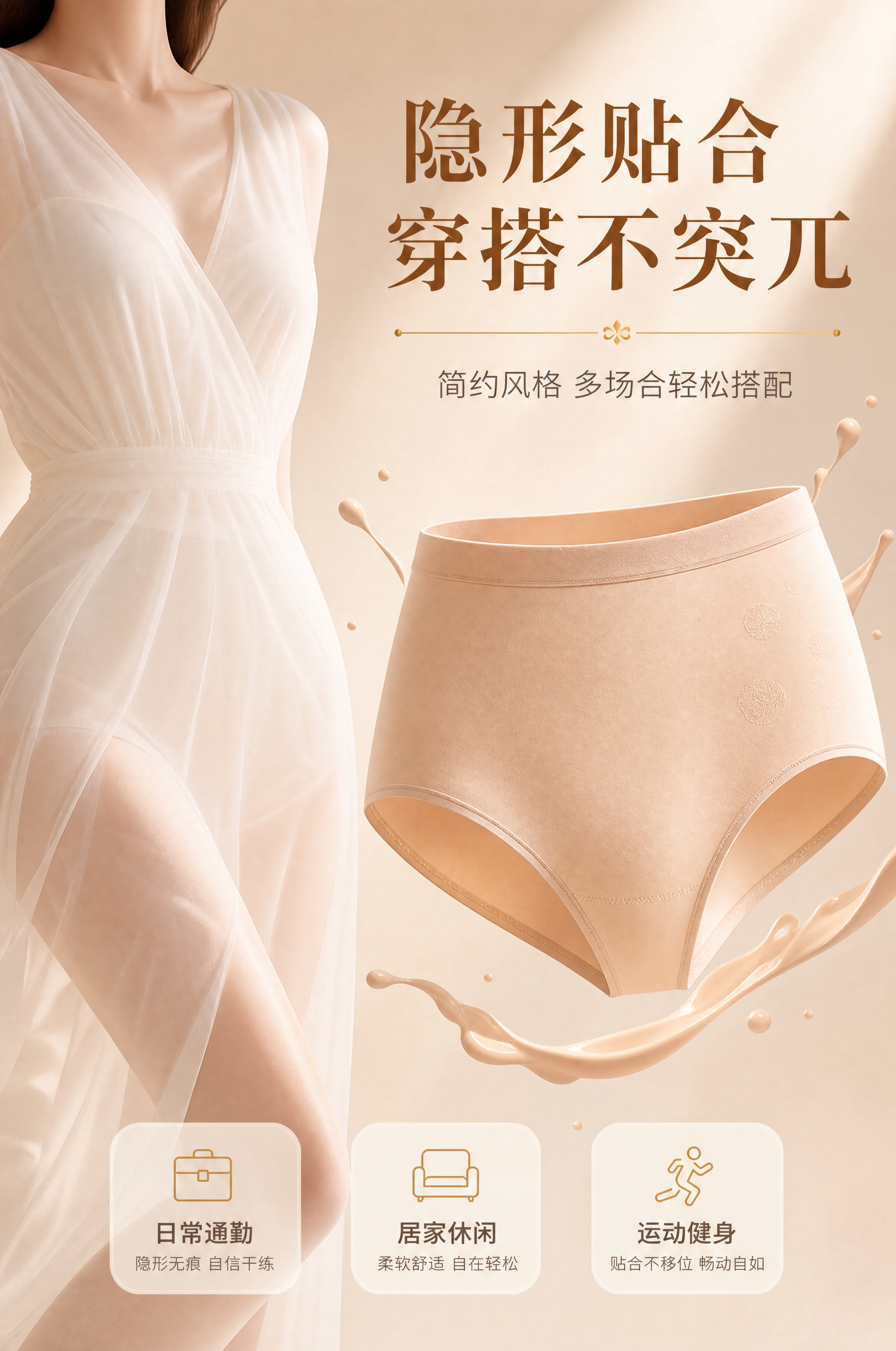 [商品] 使用【图2】自然肤色高腰女士内裤；商品处理：保留高腰… - 图片创意预览