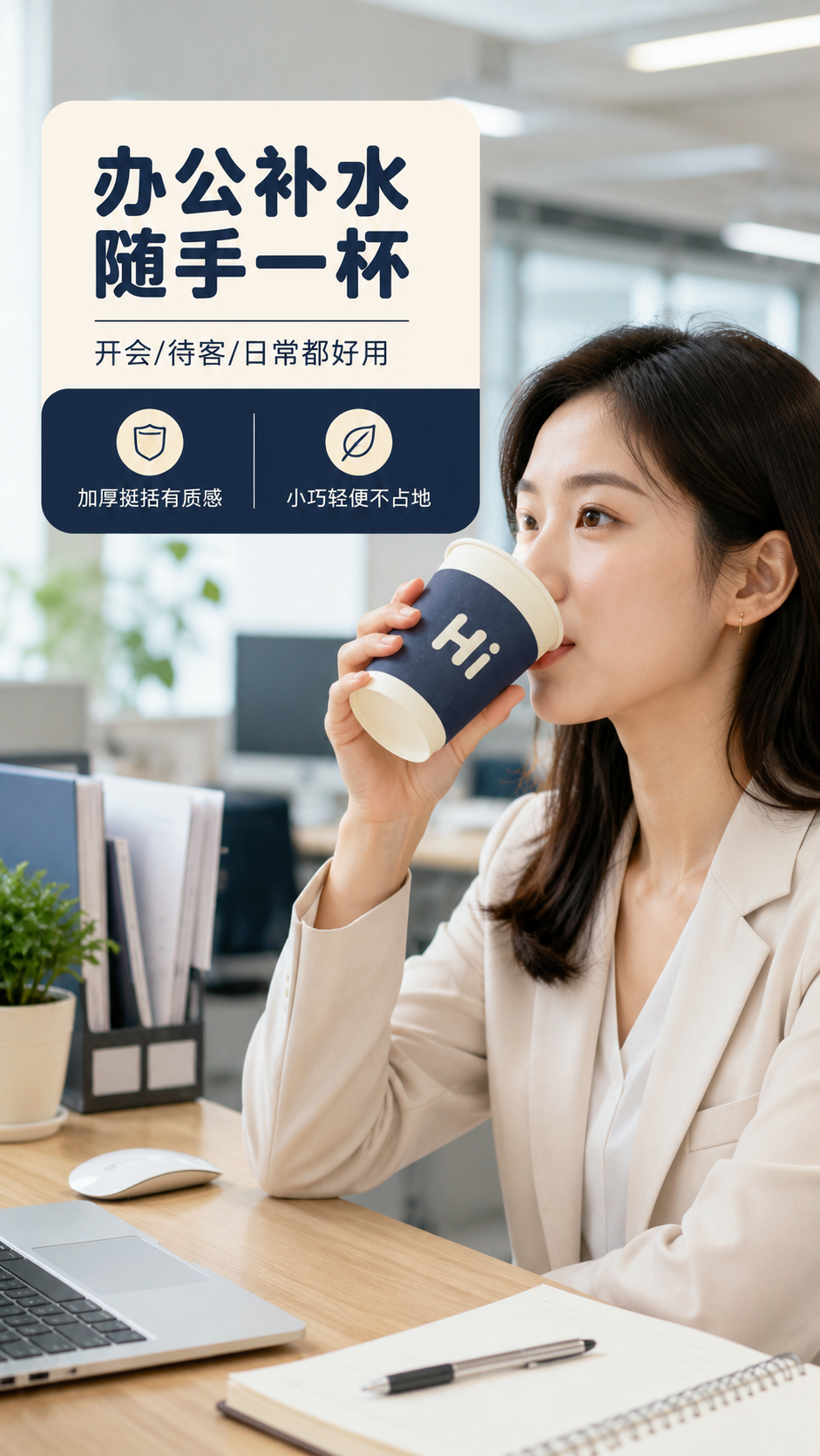 [商品] 使用【图1】藏蓝米白拼色一次性纸杯，保留藏蓝色带、米… - 图片创意预览