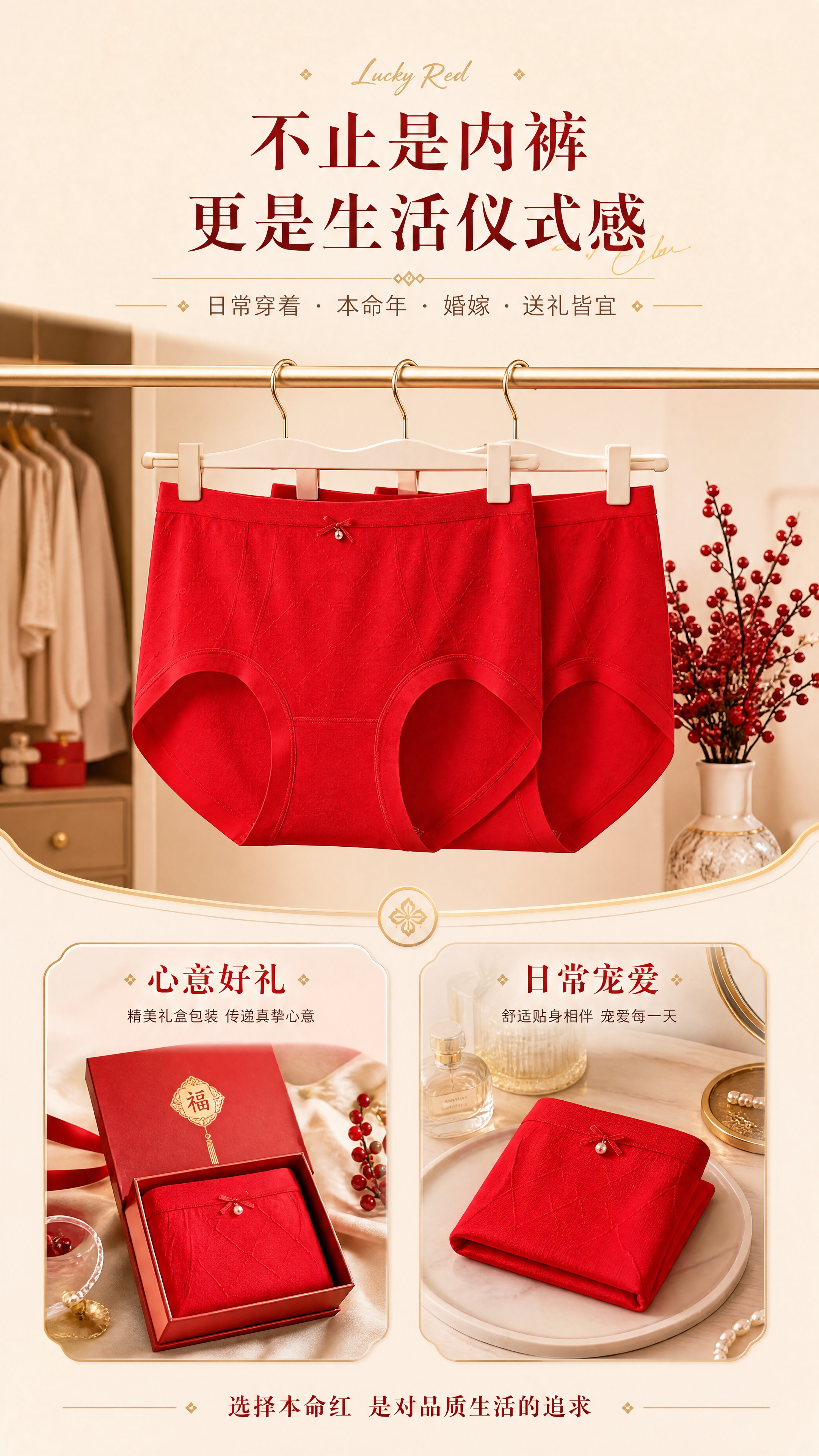 [商品] 使用【图1】本命红高腰内裤，大红色；商品处理：保留高… - 图片创意预览