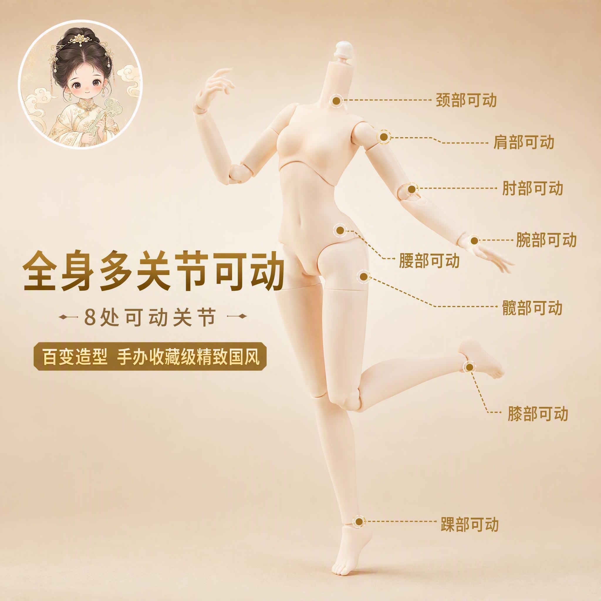 将这张BJD素体产品图制作成淘宝天猫主图第二张 左上角放置与首… - 图片创意预览