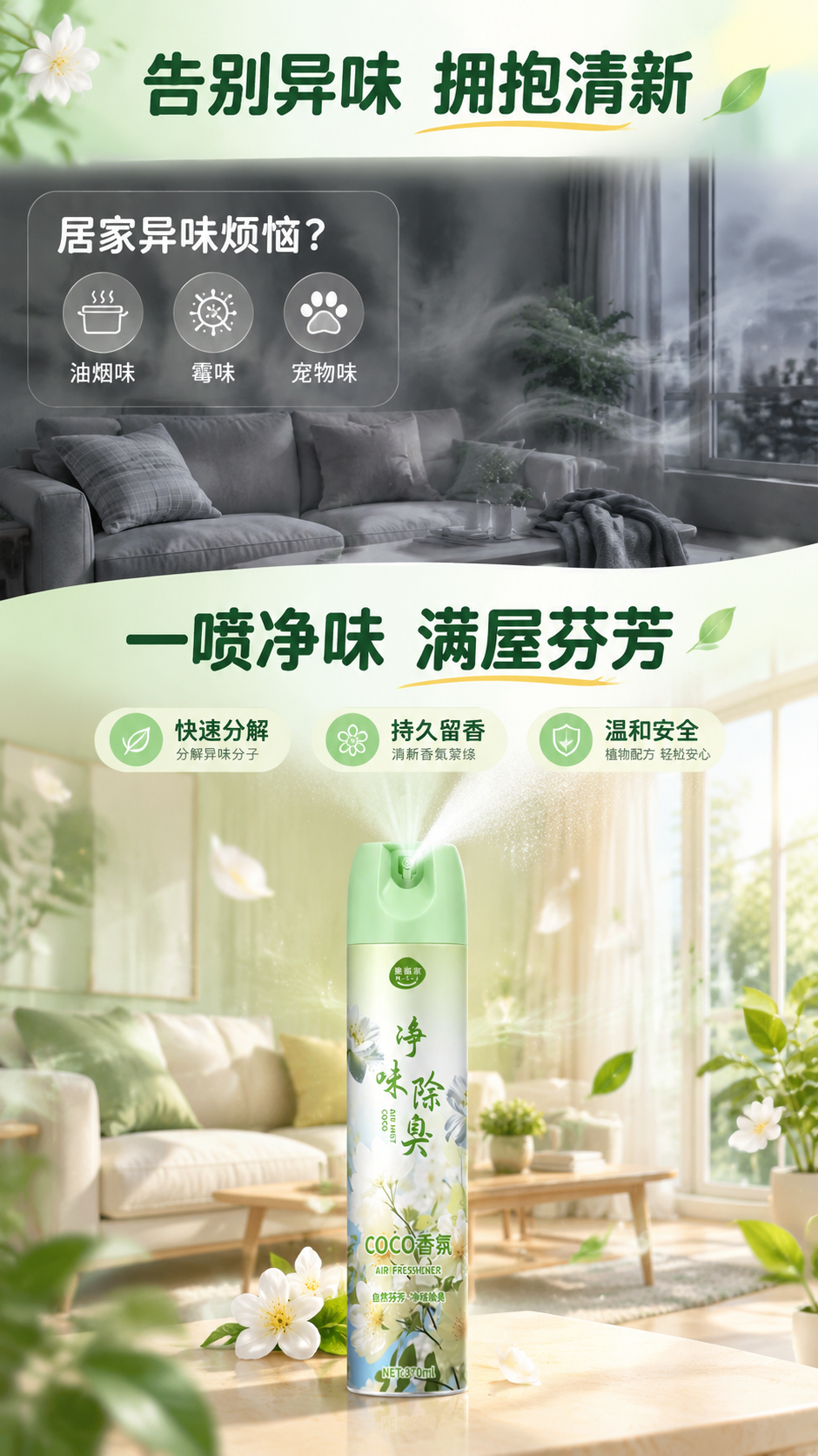 [商品] 使用【图2】COCO香氛款空气清新剂；保留绿白罐身、… - 图片创意预览