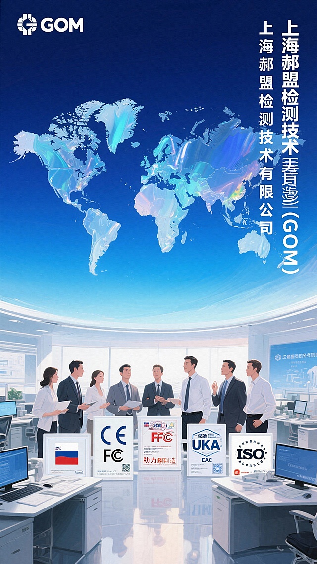 上海郜盟检测技术有限公司（简称GOM）是一家服务全球的知名检测认证企业，专业从事欧盟CE、美国FCC、英国UKCA、俄罗斯EAC、ISO体系，中等南非等国际产品认证、检验、测试和标准培训。郜盟拥有众多欧盟知名CE公告认证机构、俄罗斯官方认证机构的授权，可直接受理企业申请国际认证与检测，帮助客户产品符合国际法规和标准的要求，为客户产品出口国际保驾护航，帮助企业跨越国际贸易技术壁垒，让“中国制造”更具全球竞争力。