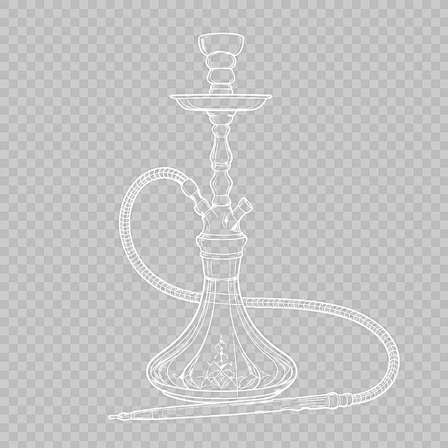 提取图片中的水烟壶线稿，白色细线描绘的水烟壶，透明背景，只有水烟壶本身，去除所有文字、背景、烟雾、炭块、图标等其他元素，纯净的白色线稿水烟壶