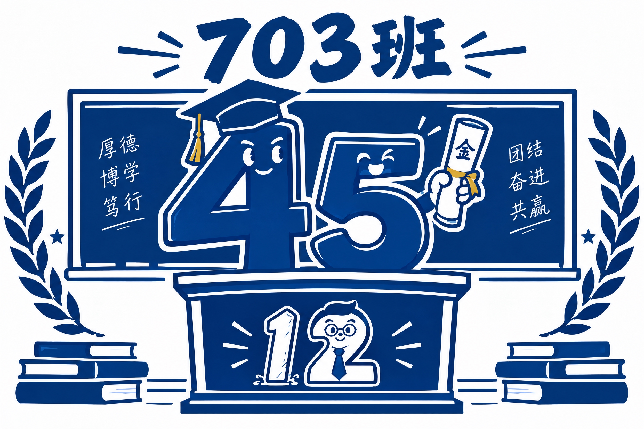 班旗设计，横版构图，简笔画风格，简洁有力适合印制。旗帜中央是大… - 图片创意预览