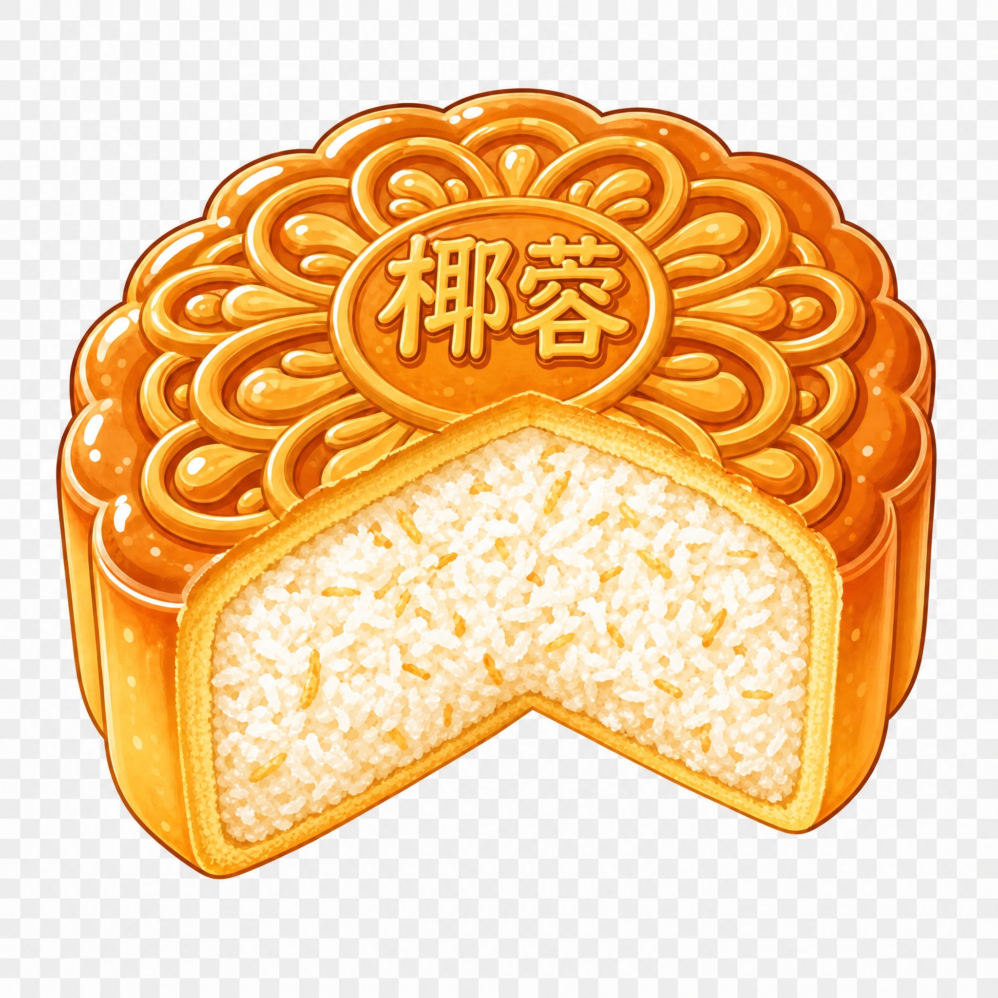 保持与参考图完全一致的卡通插画风格、月饼大小、四分之一切开角度… - 图片创意预览
