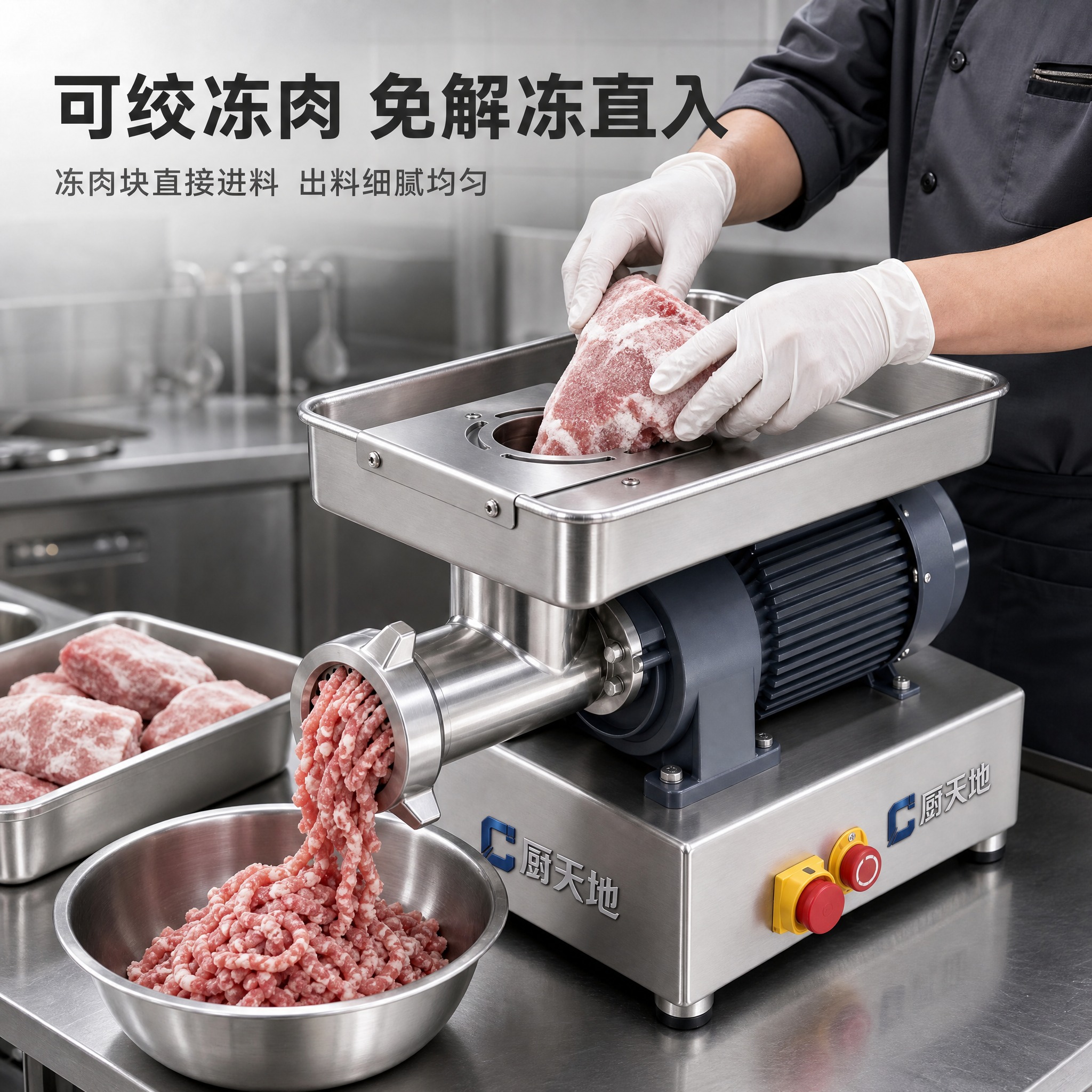 [主图-4] 商品名称：厨天地商用绞肉机。主题：真实使用场景，… - 图片创意预览