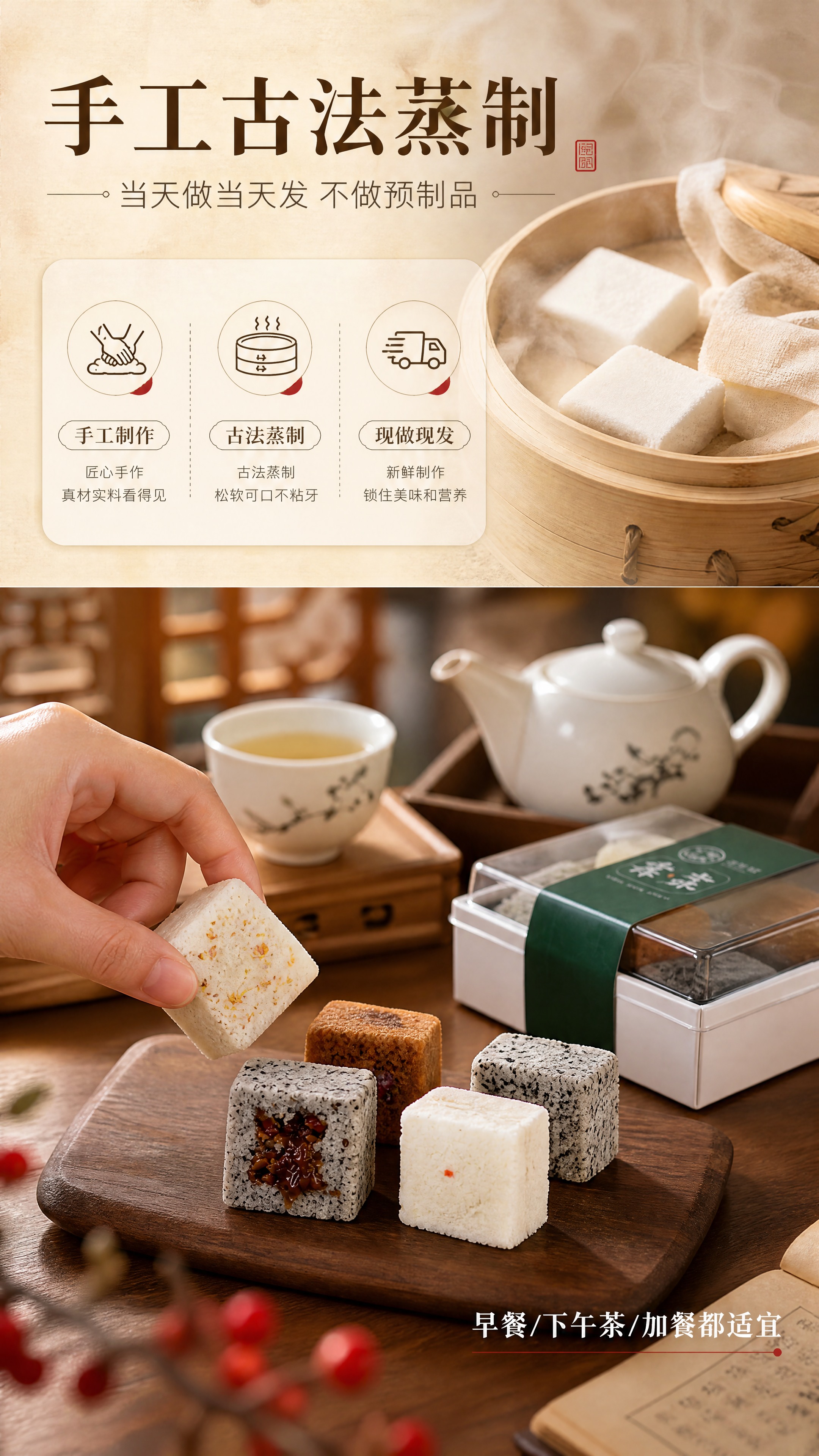 [商品] 使用【图1】枣泥四拼小方糕；保留四种口味小方糕和透明… - 图片创意预览