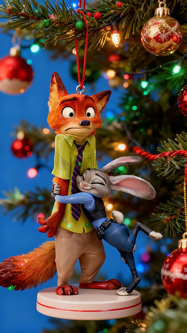 把人物做成一个手办挂件，并挂在圣诞树上，还原动作姿势，可以加上底座