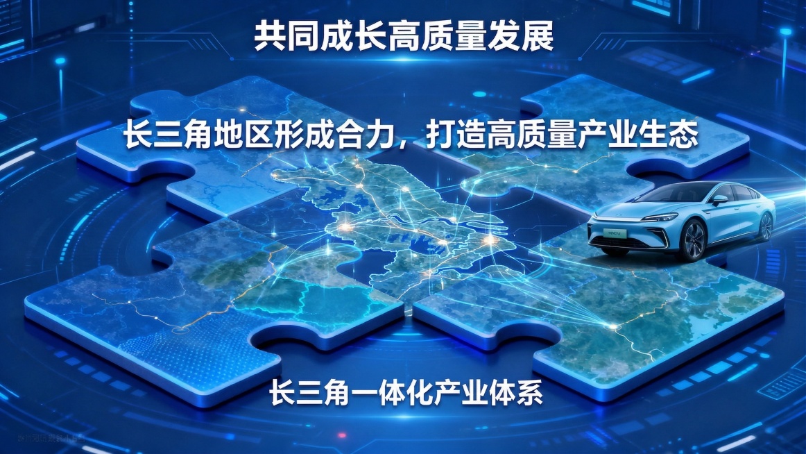 地区形成合力，不要有四个拼图，汽车在右边预览效果