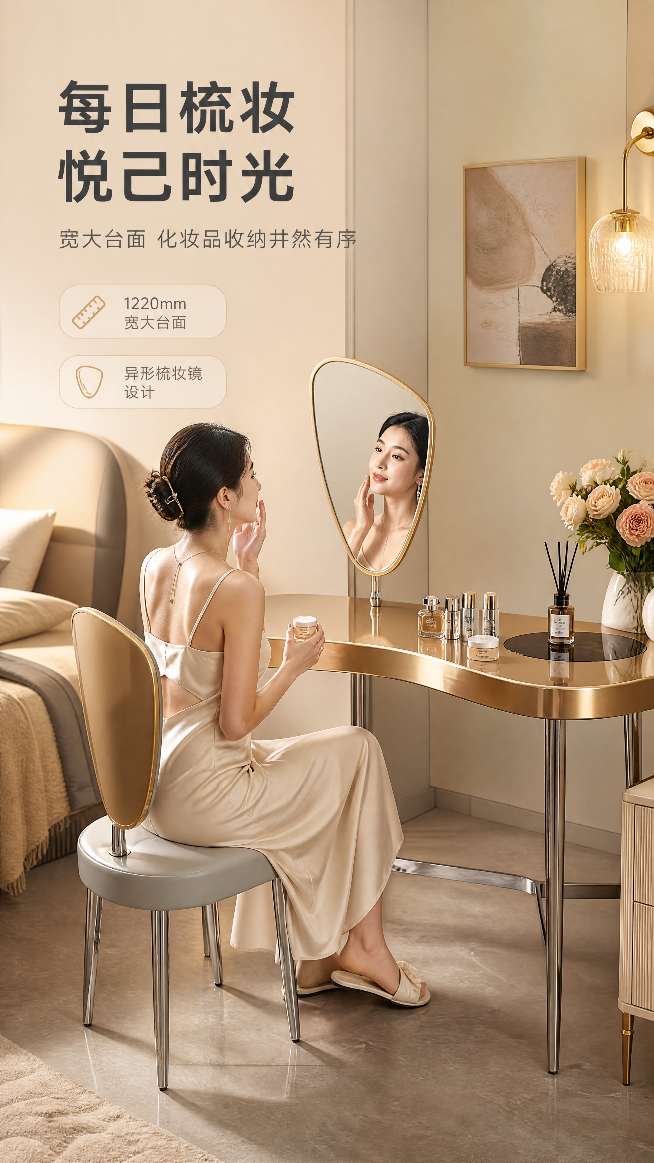 [商品] 使用【图1】DZ-8805轻奢梳妆台；保留异形梳妆镜… - 图片创意预览