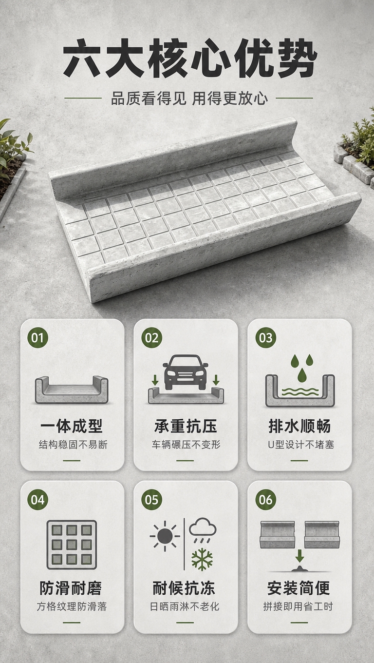 [商品] 使用【图1】水泥菜沟板（U型排水沟盖板）；保留U型槽… - 图片创意预览