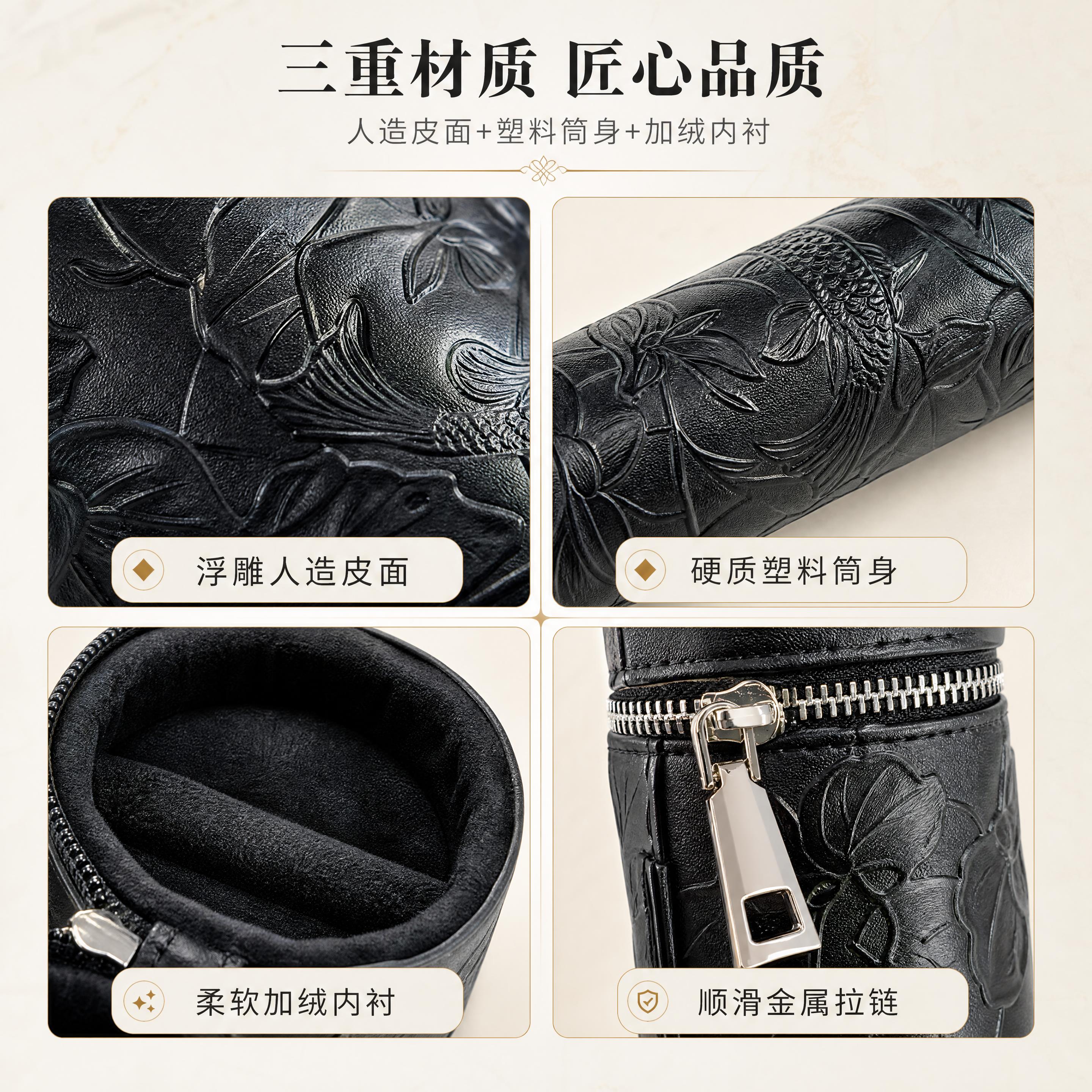 [商品] 使用【图1】黑色浮雕小提琴弓筒弓盒；保留人造皮面料的… - 图片创意预览