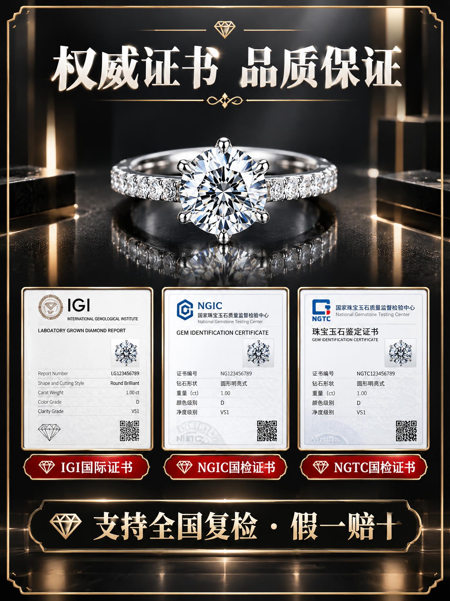 [商品] 使用【图5】1克拉培育钻女戒；保留六爪镶嵌、主石切工… - 图片创意预览