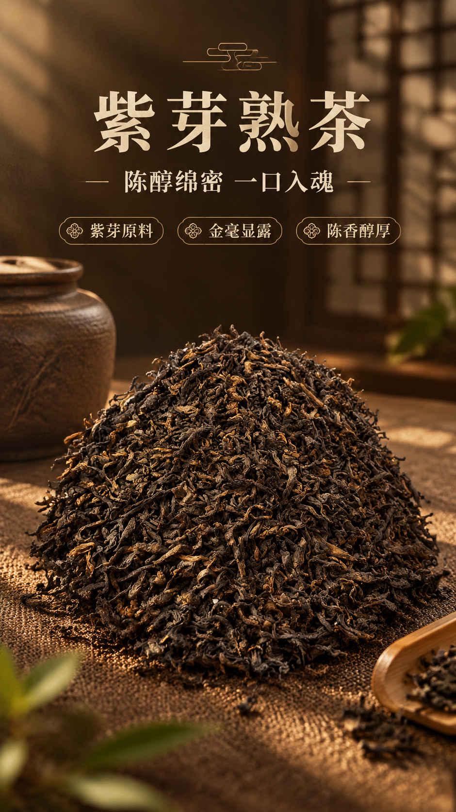 [商品] 使用【图1】紫芽熟茶散茶干茶实拍图；保留干茶乌褐带金… - 图片创意预览