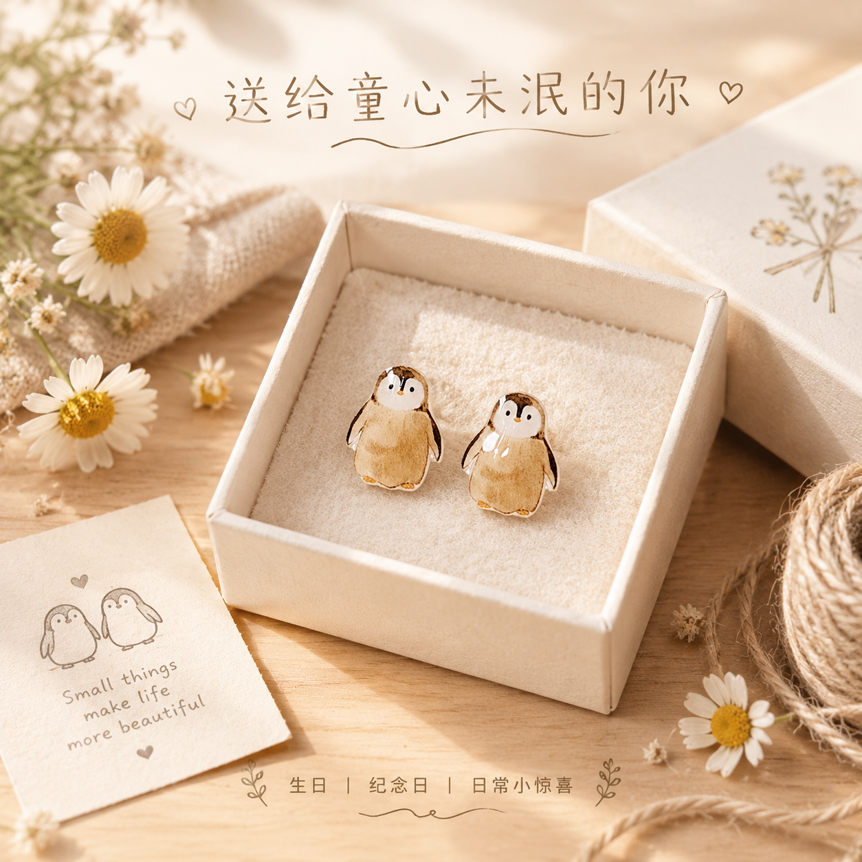 [主图-5] 礼赠与场景，主题为小企鹅耳钉的礼物属性与多场景穿… - 图片创意预览