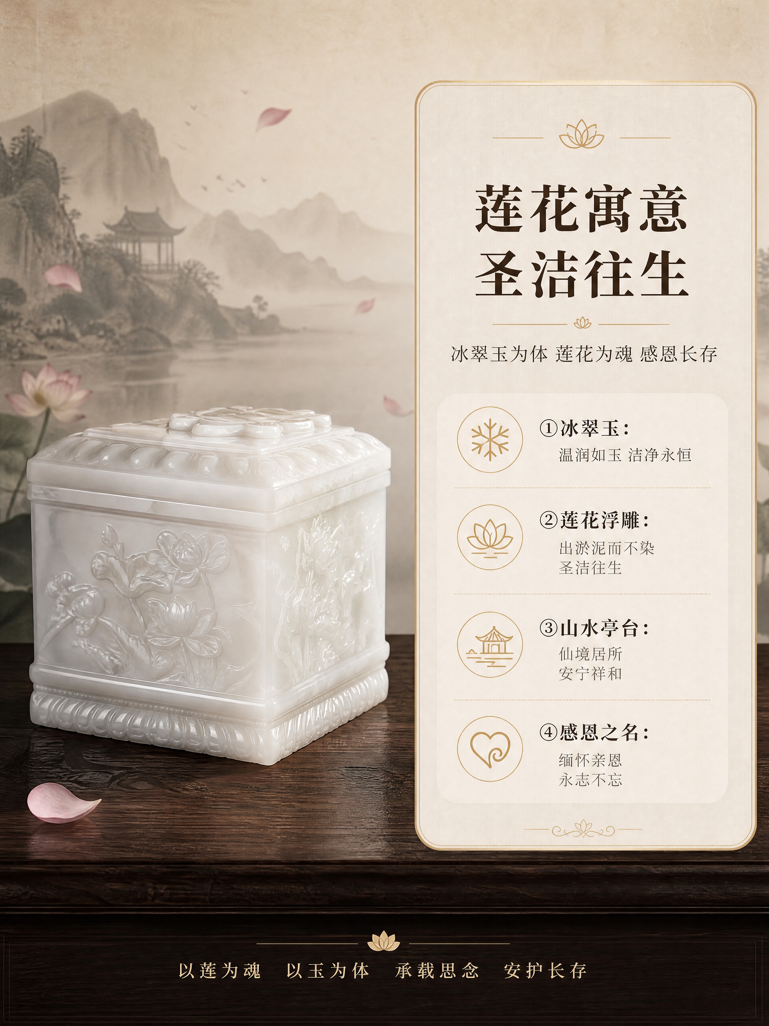 [商品] 使用【图2】感恩款冰翠玉骨灰盒侧面全景；保留长方体结… - 图片创意预览