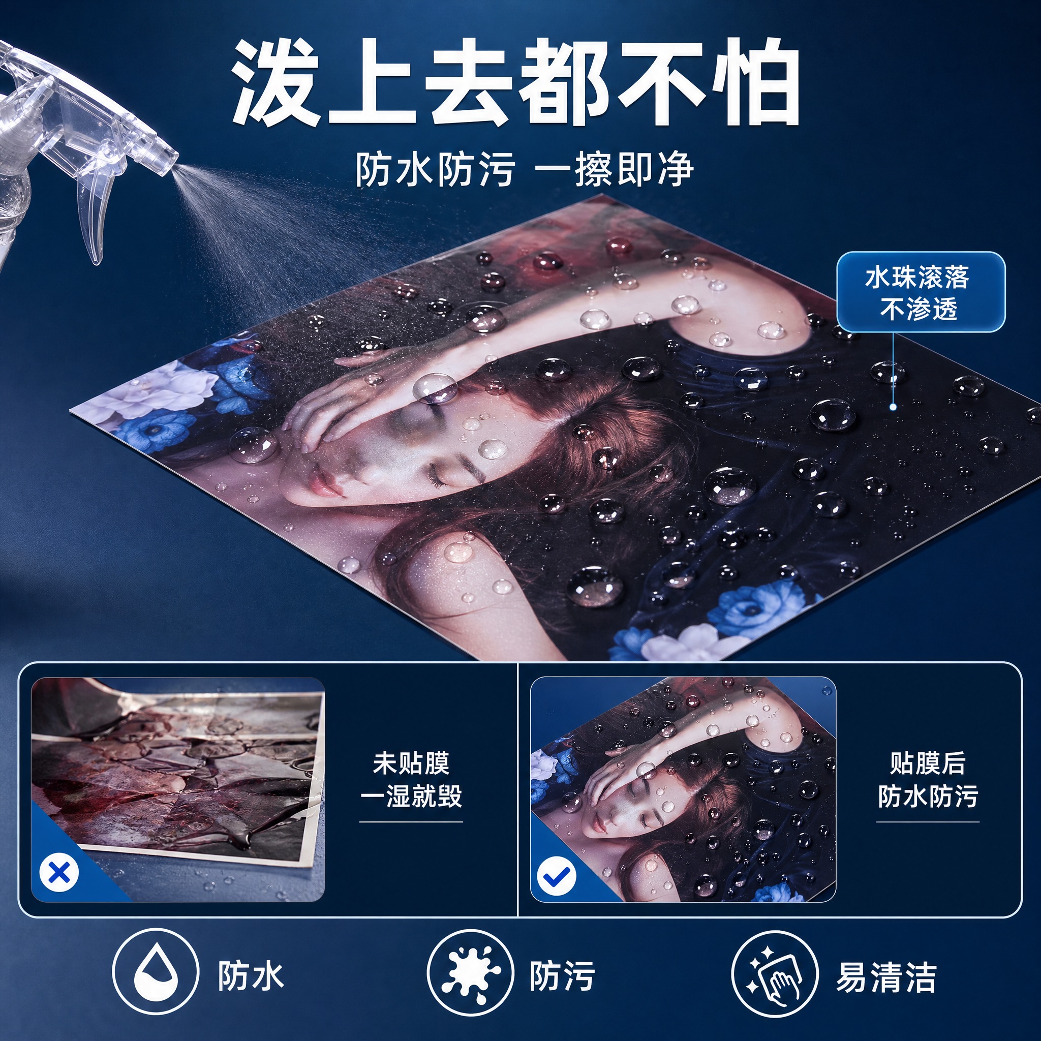[第8张] 主图防水防污-水滴测试 防水效果直观展示。本张使用… - 图片创意预览