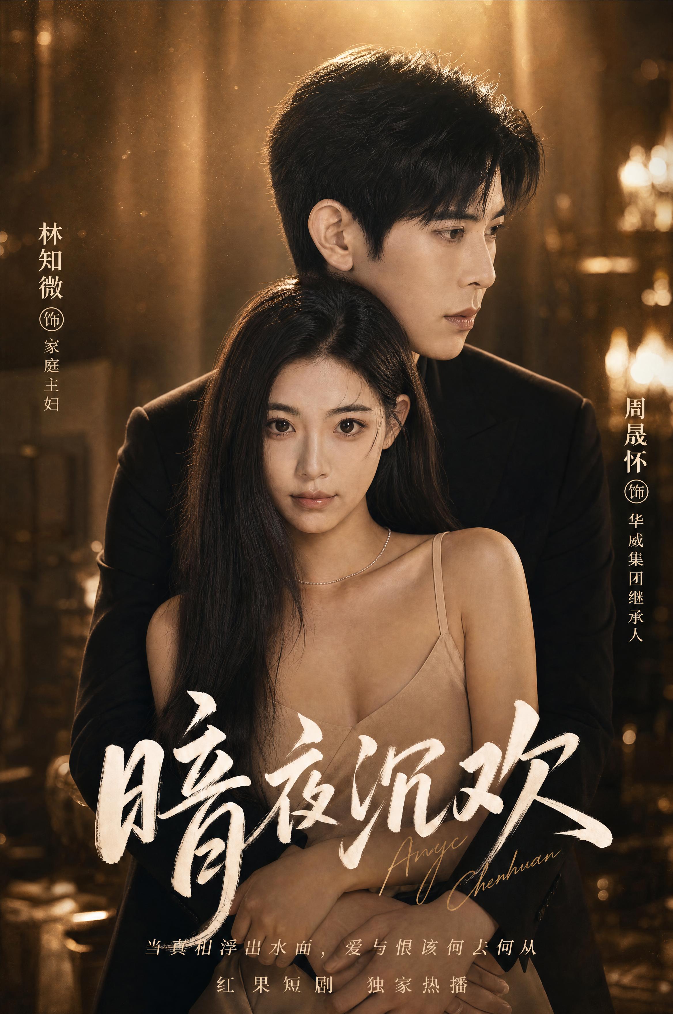 短剧宣传海报，2:3竖版，4K高清。男主从身后环抱住女主，女主… - 图片创意预览