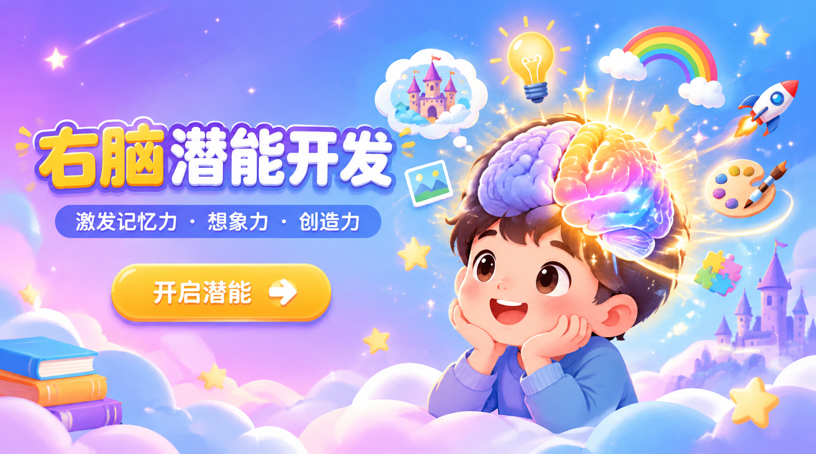 儿童心智绘画APP轮播Banner设计，主题：儿童右脑开发。画… - 图片创意预览