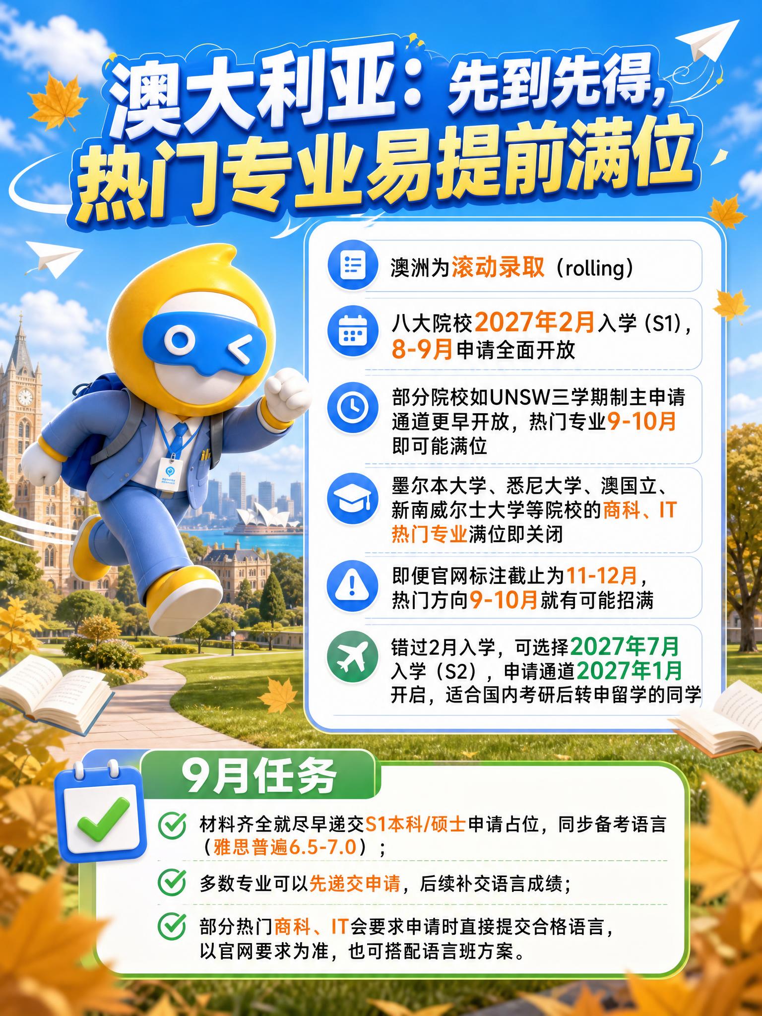 澳大利亚留学规划详情页海报，清新明亮3D卡通校园风格，蓝天白云… - 图片创意预览