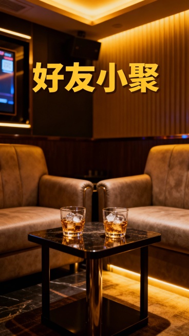 生成50张商务KTV的照片，图片加入一些文字预览效果