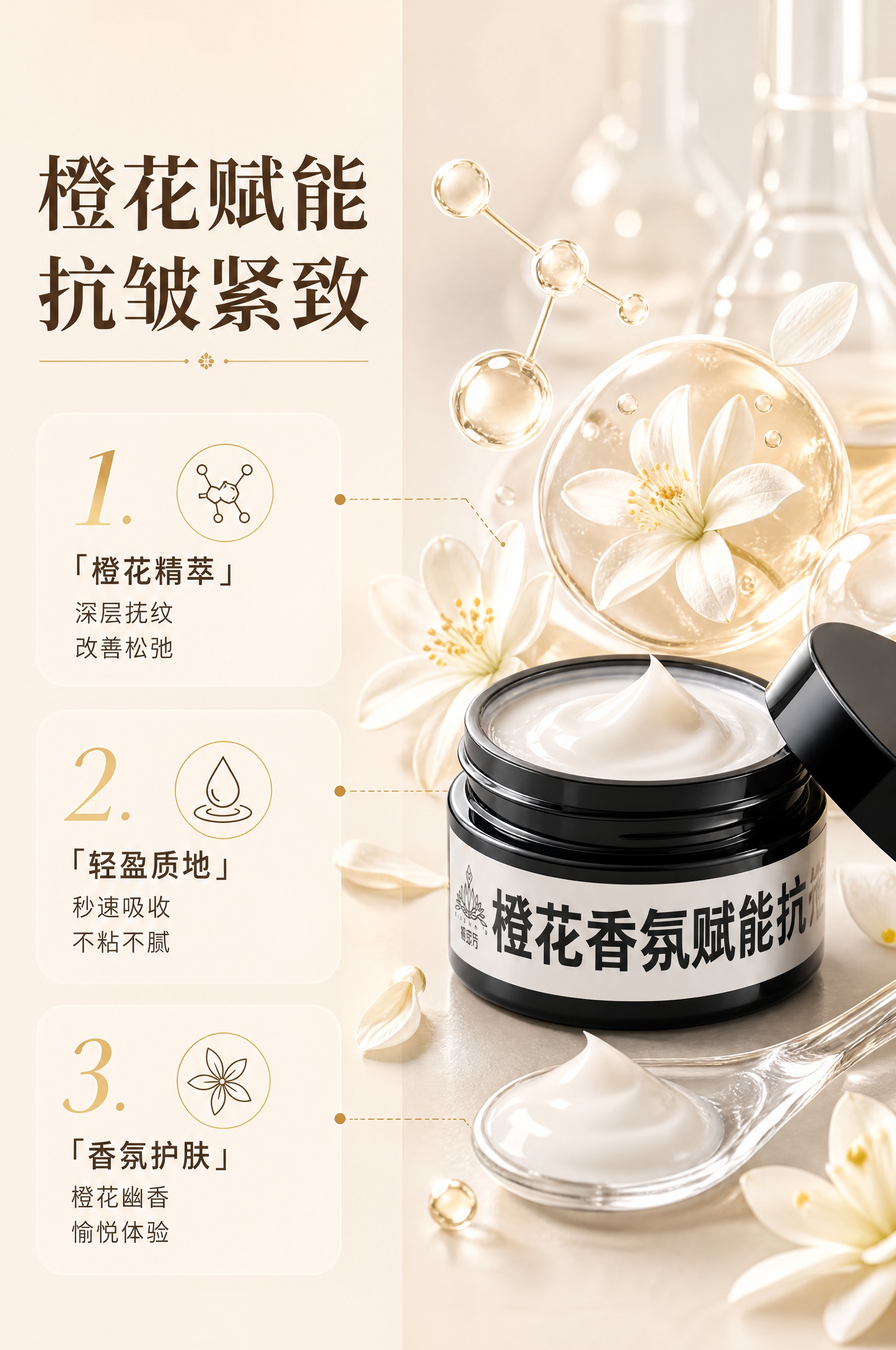 [商品] 使用【图1】橙花香氛赋能抗皱精华乳体验装；保留黑色圆… - 图片创意预览