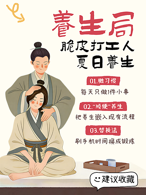三伏夏日养生国风插画小红书配图封面