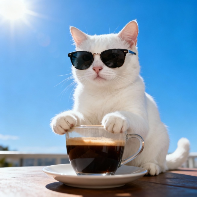 帮我生成20个甜美写实风格的萌宠照片，包含戴着黄色小鸭帽的橘猫、架着黑框眼镜的白猫、扮作蒙娜丽莎的猫咪、喝咖啡戴墨镜的白猫，以及吐舌头的柴犬、吹泡泡的橘猫、头顶肉骨头的小狗等多样角色，背景涵盖室内与蓝预览效果