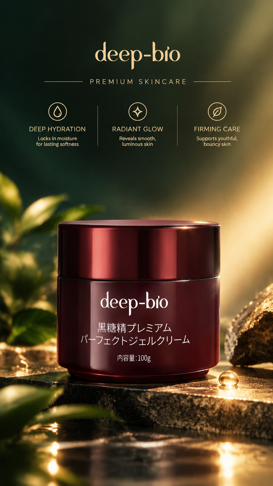 基于参考图中的deep-bio黑糖精莹润丰盈精粹霜产品，保持产… - 图片创意预览