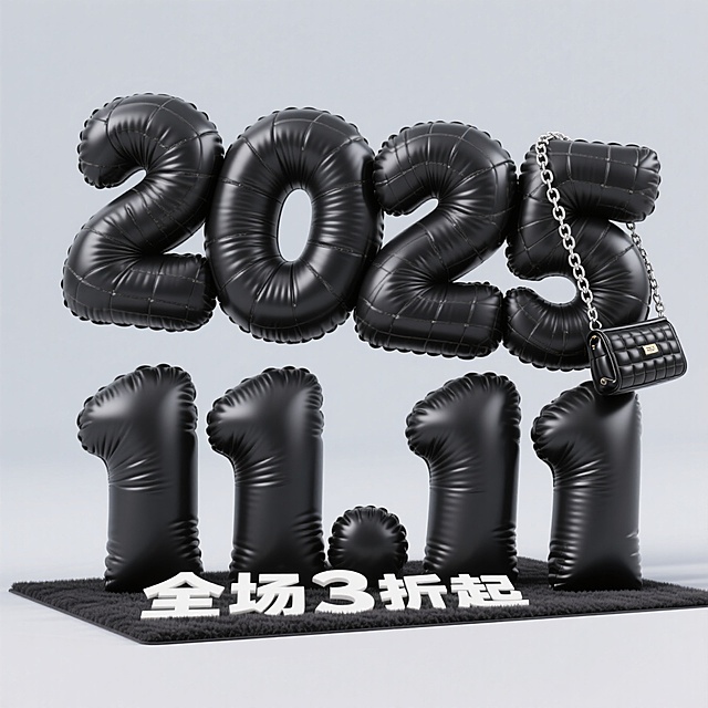 黑色充气 “2025.11.11” 数字  画面