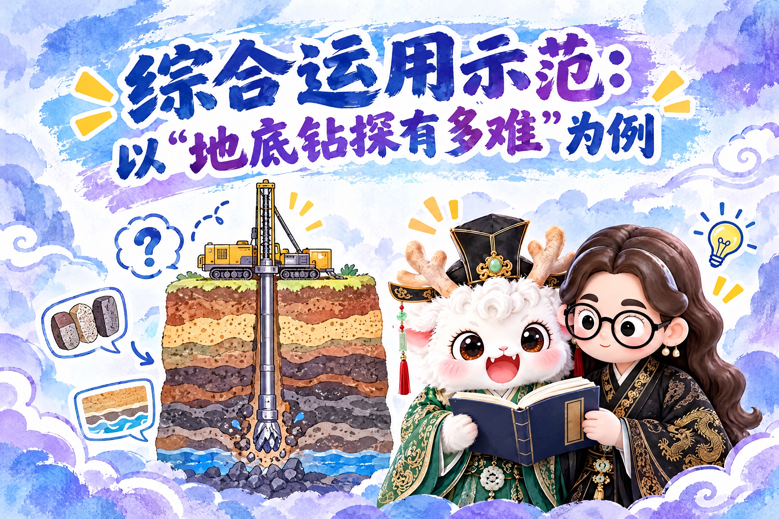 横版6寸比例的示范标题页设计，大标题为"综合运用示范：以“地底… - 图片创意预览