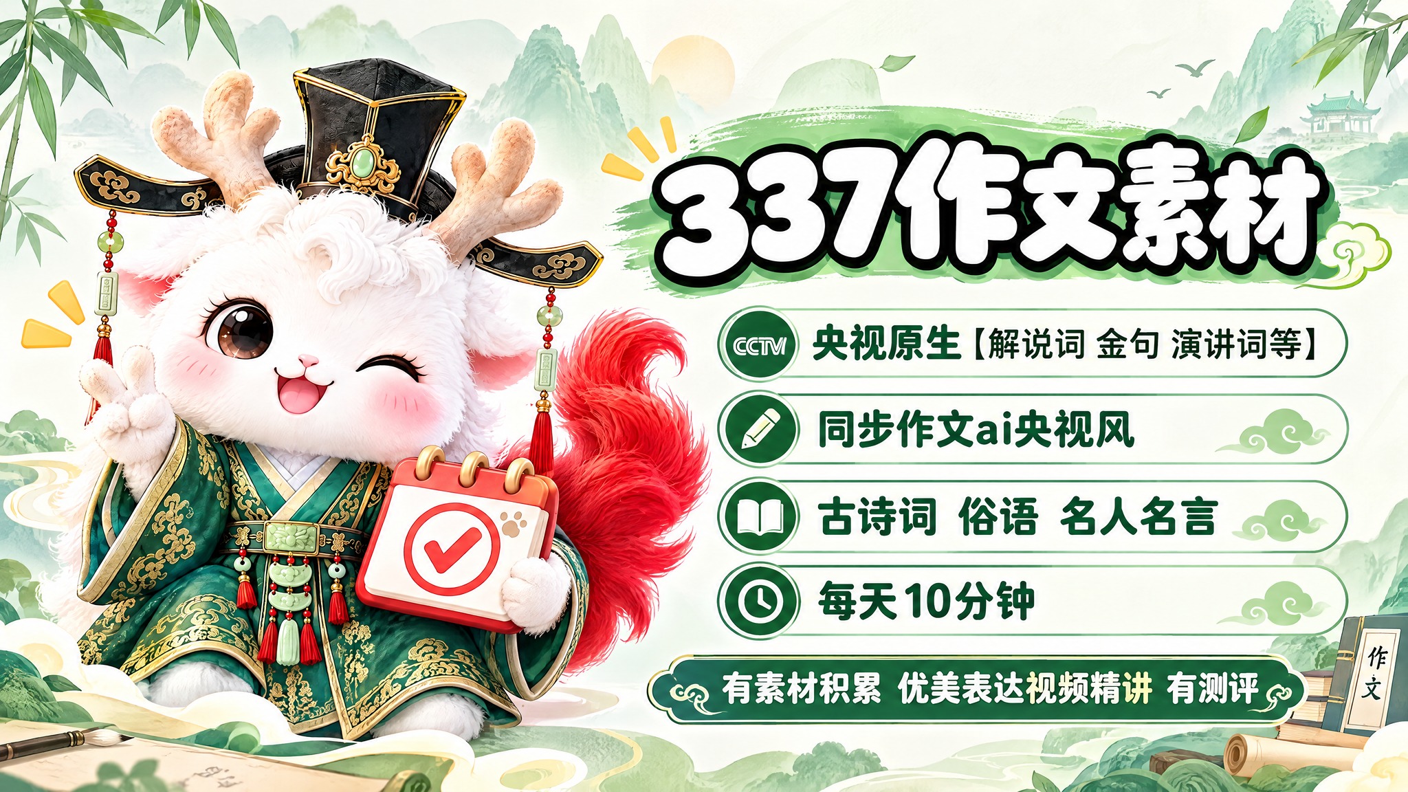 横版教育宣传图，尺寸540x292，左侧放置参考图中的白色小鹿… - 图片创意预览