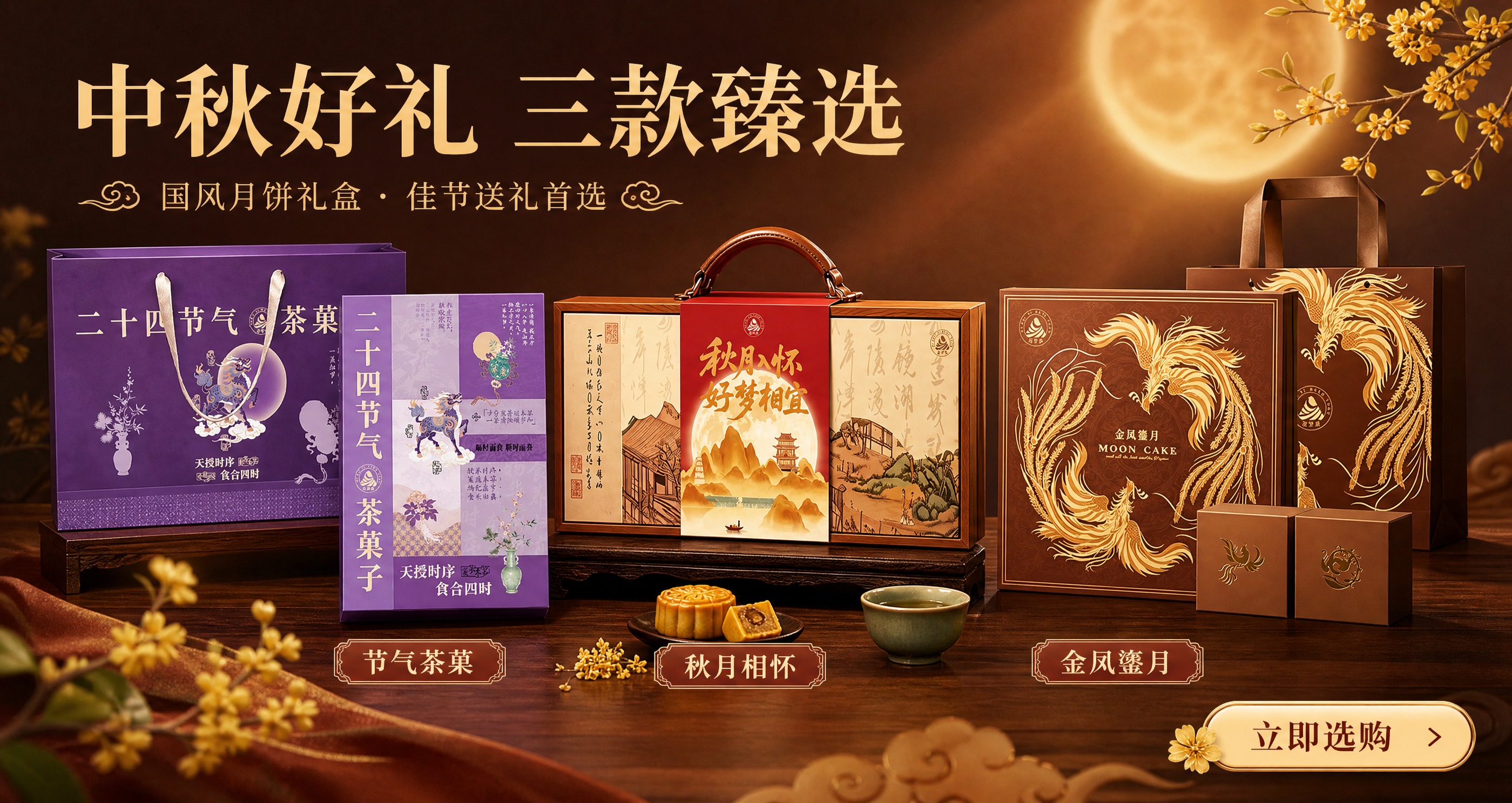 小程序首页顶部轮播营销海报，横版15:8比例。画面中央展示三款… - 图片创意预览