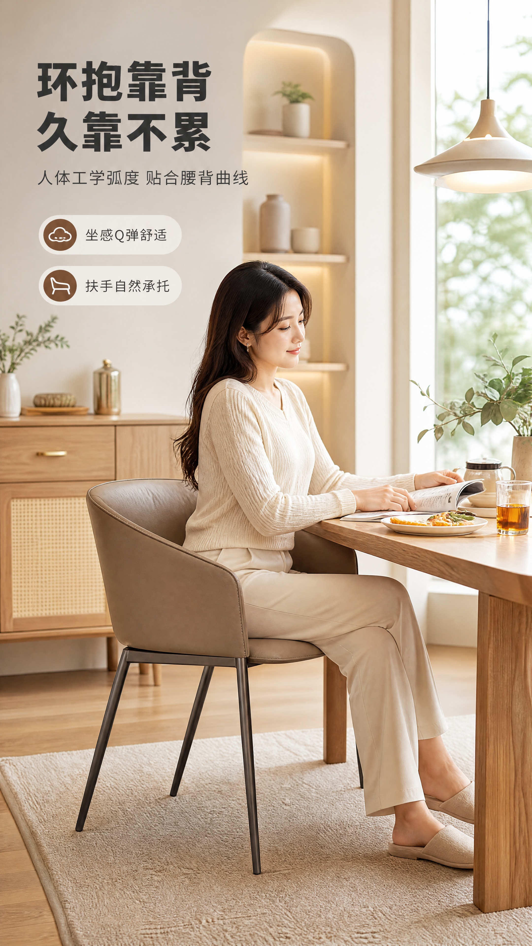 [商品] 使用【图1】DY-8801A栗棕色矮靠背餐椅；保留环… - 图片创意预览