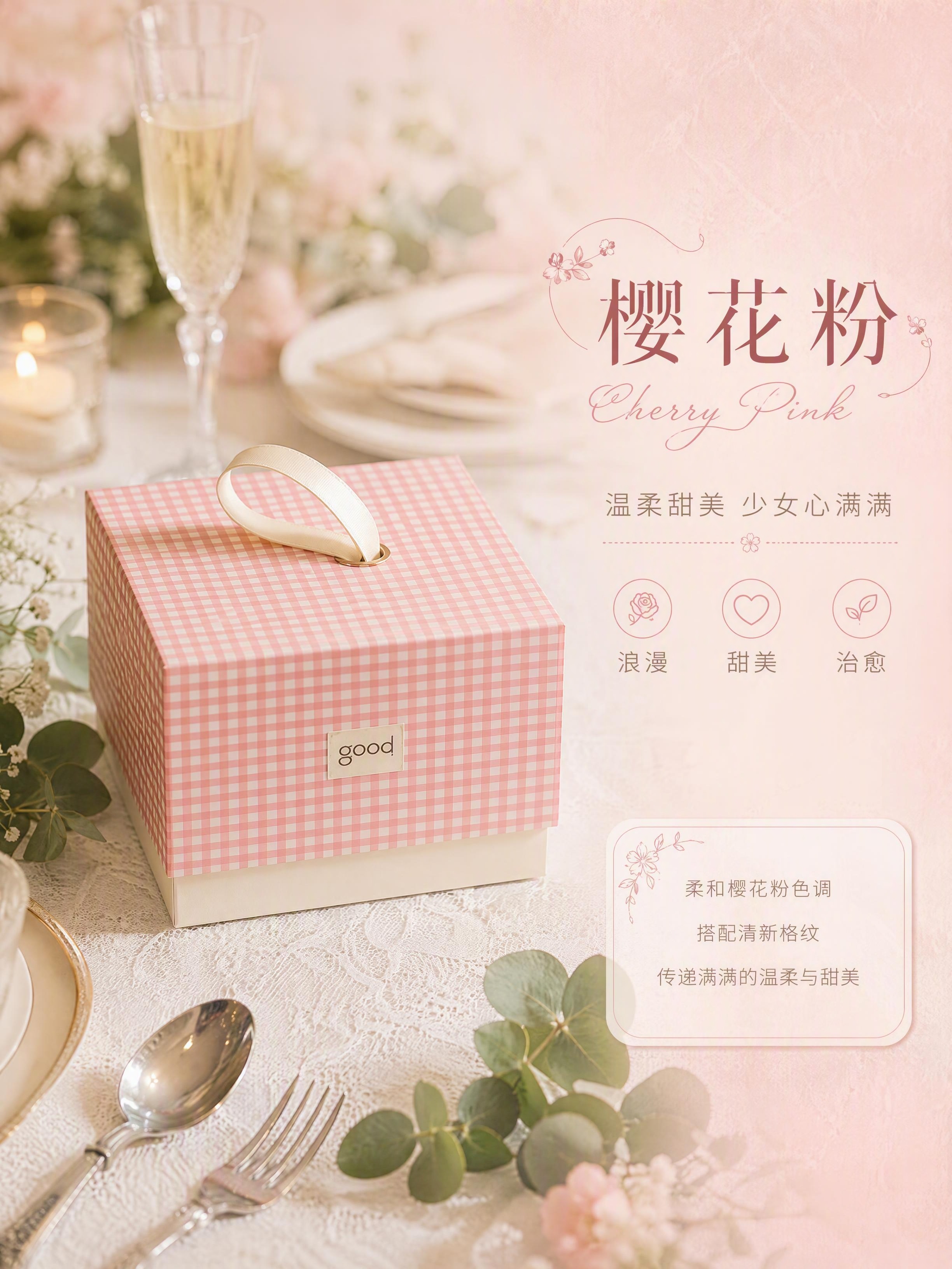 [商品] 使用【图5】格纹手提礼品盒粉色款；保留方形盒体、白色… - 图片创意预览