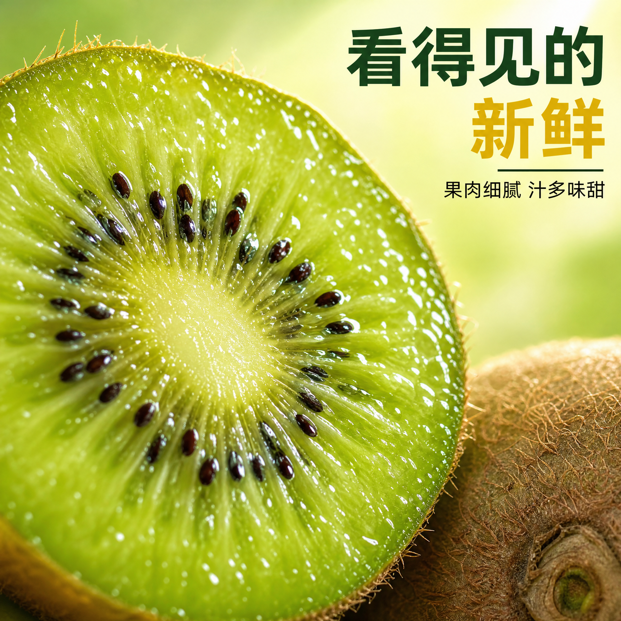 [主图-3] 细节微观种草，微距展示猕猴桃果肉纹理和多汁质感。… - 图片创意预览