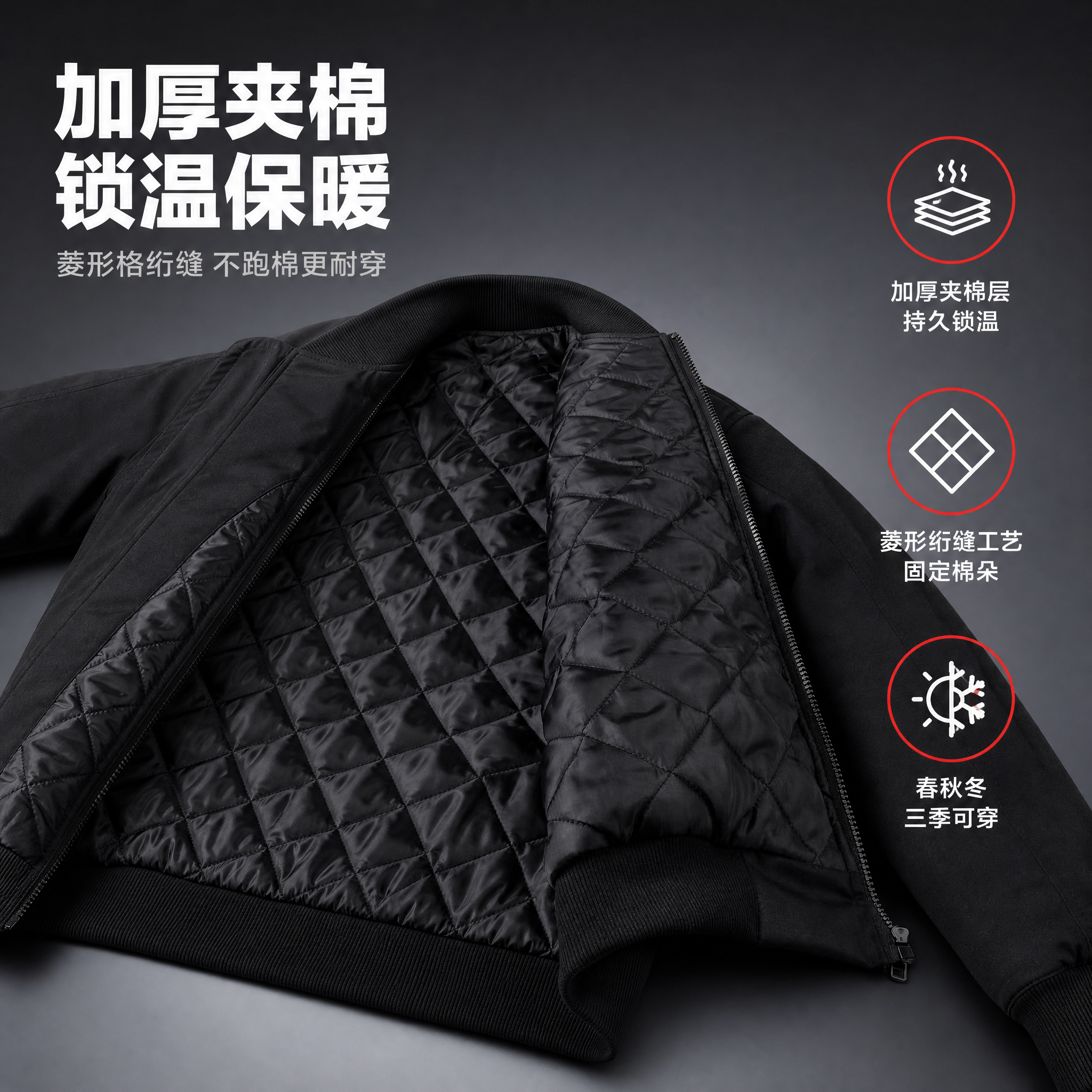 [主图-5] 内里夹棉保暖展示图，主题为展示工作服内部夹棉结构… - 图片创意预览