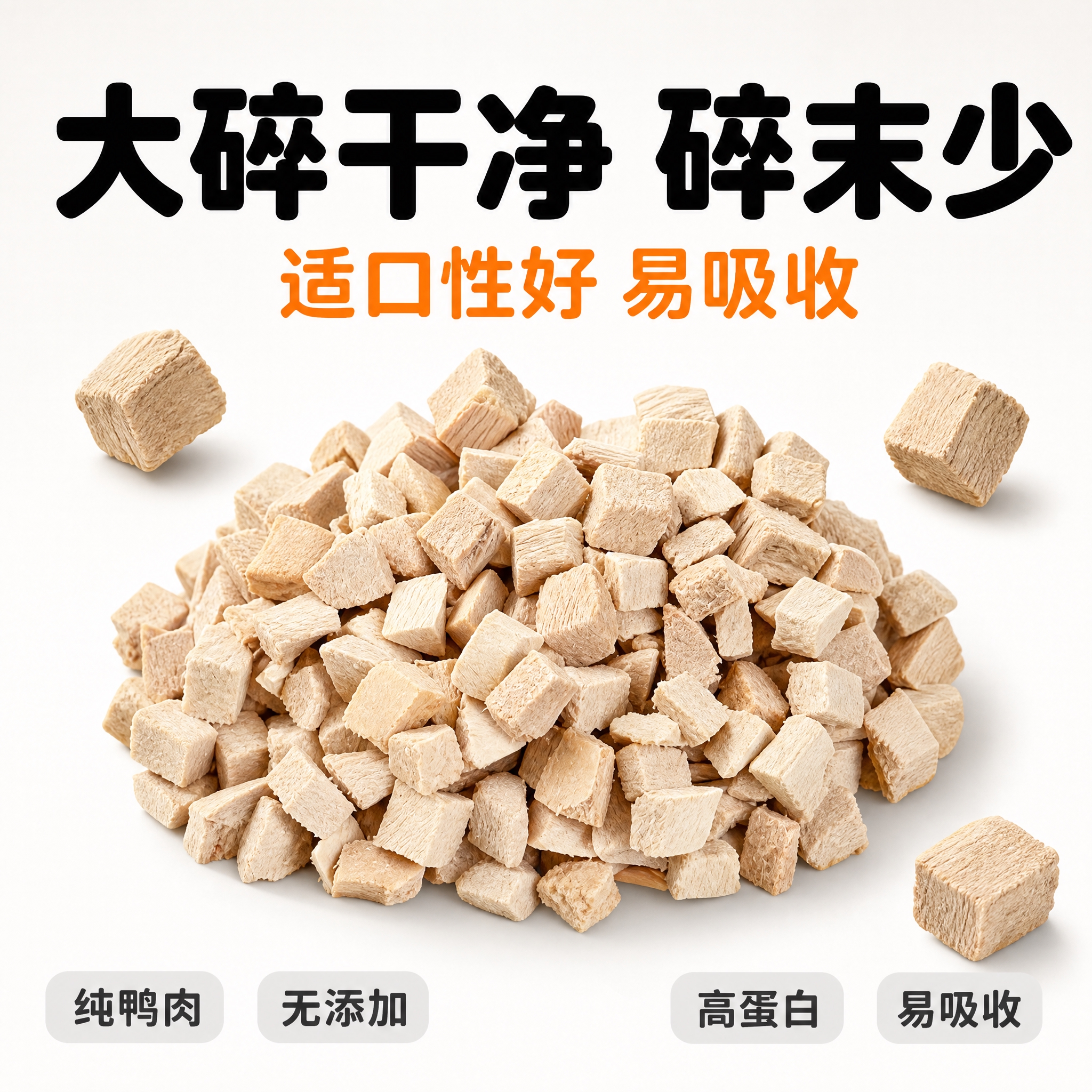 [单张主图] 冻干鸭肉粒卖点强化款淘宝主图，爆款促销感路线，目… - 图片创意预览