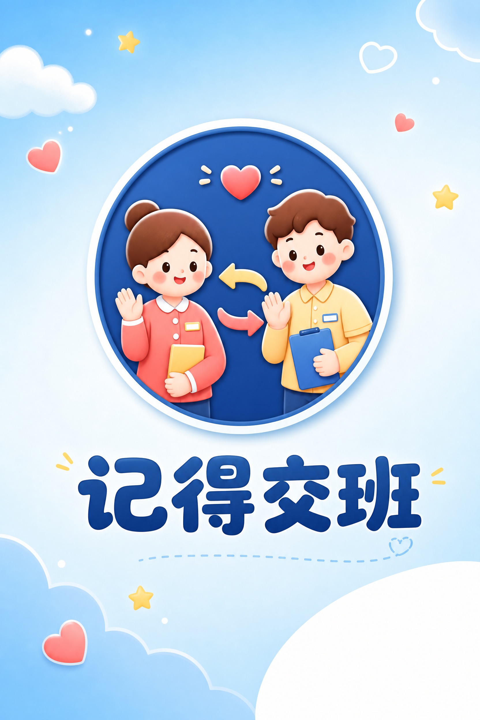 A5竖版养老机构工作提示标识海报，柔和的浅天蓝色渐变背景，带淡… - 图片创意预览